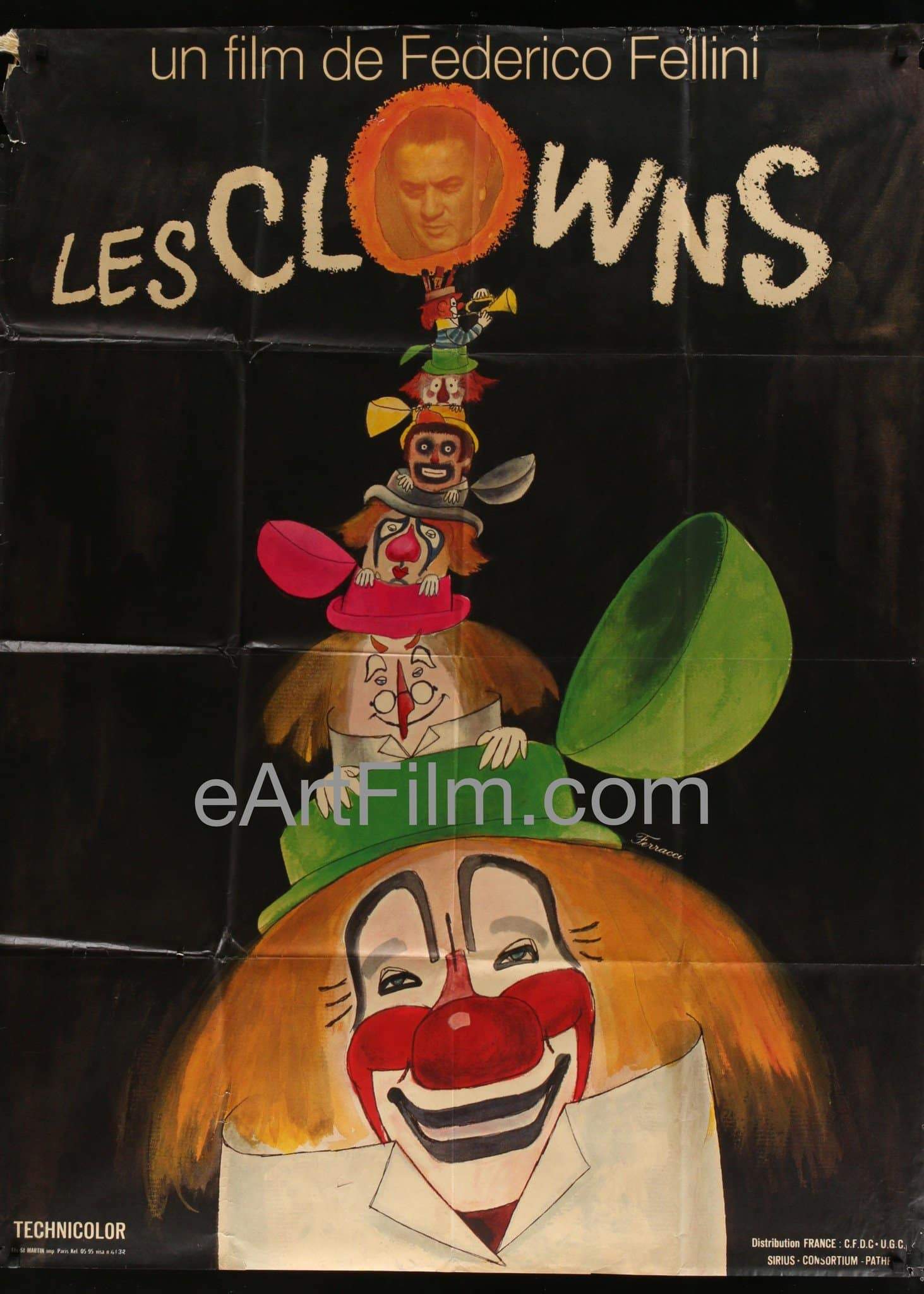 eArtFilm.com French 1 Panel Grande (45.5"x61.5") Clowns-1971-Federico Fellini-Anita Ekberg-45x61-French 1 Panel Grande