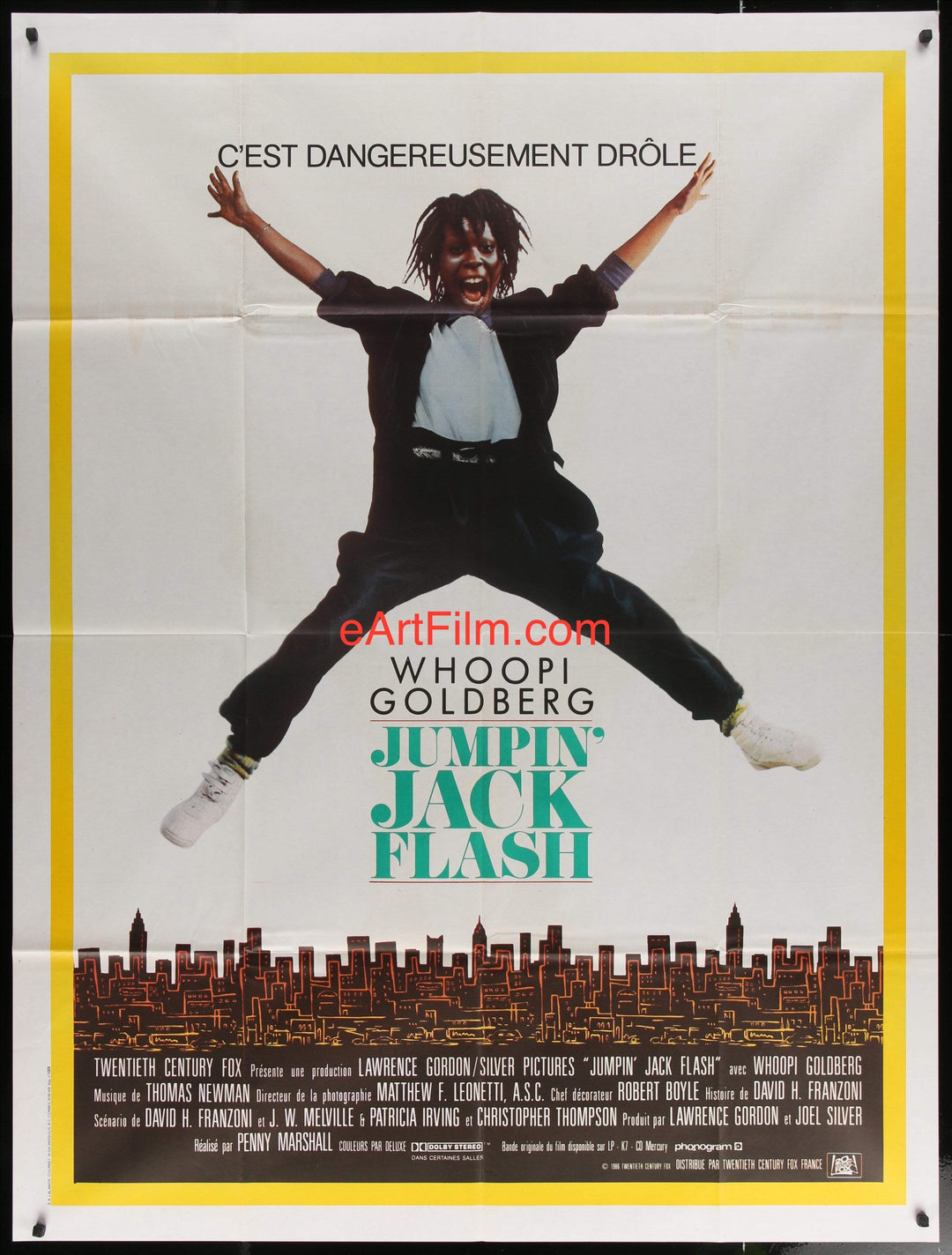 eArtFilm.com French 1 Panel "Grande" (47"x63") Jumpin' Jack Flash 1986 47"x62" French 1 Panel Whoopi Goldberg spy comedy