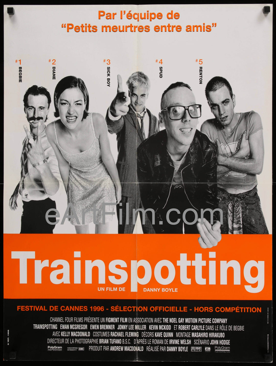 eArtFilm.com French Affiche Movie Poster (24"x31") Trainspotting-Danny Boyle, Ewan McGregor, Jonny Lee Miller, Robert Carlyle 1996-Affiche