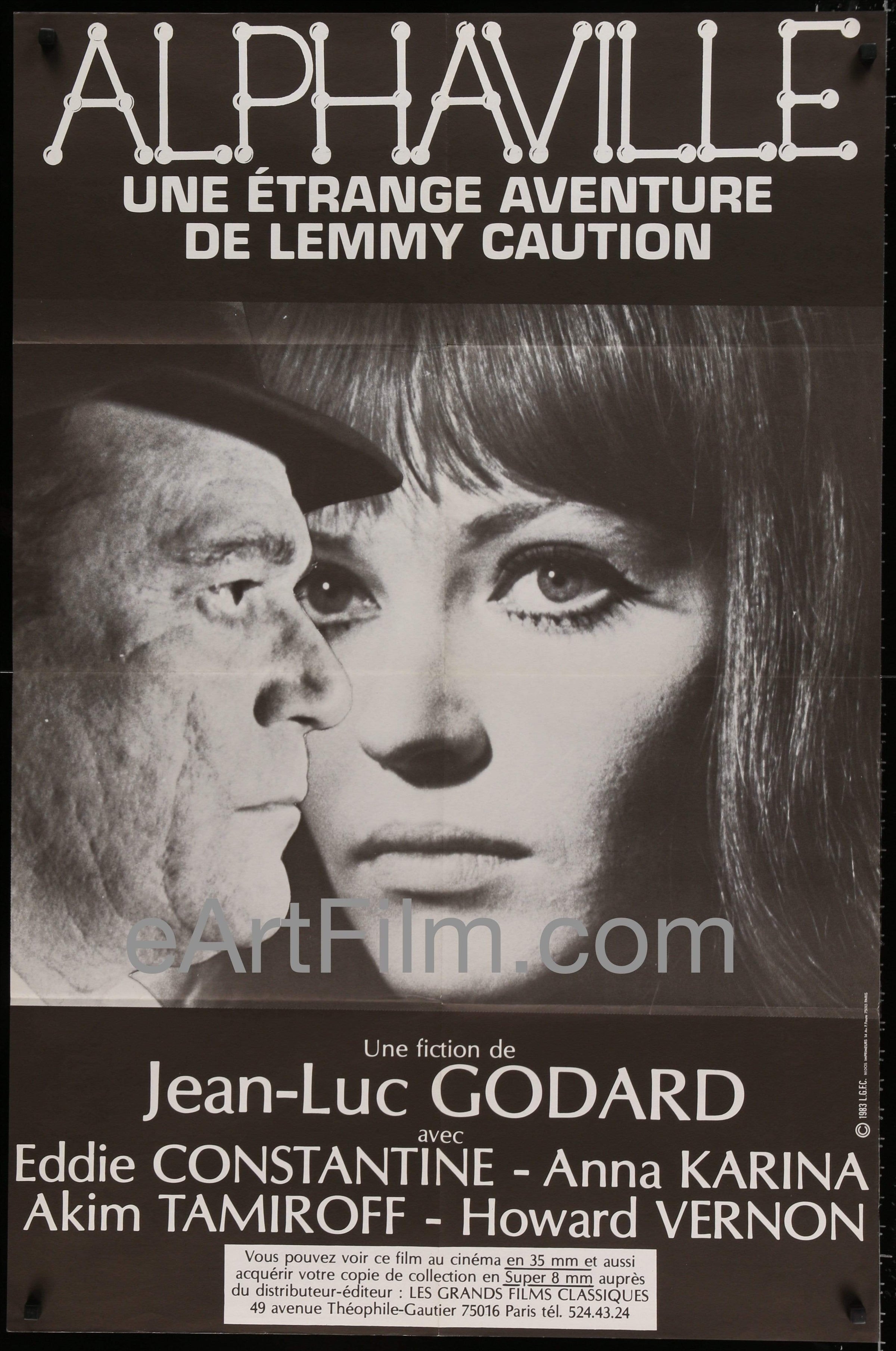 eArtFilm.com French release poster (30"x46") Alphaville-Jean-Luc Godard classic-Eddie Constantine-Anna Karina-French-30x46-R83