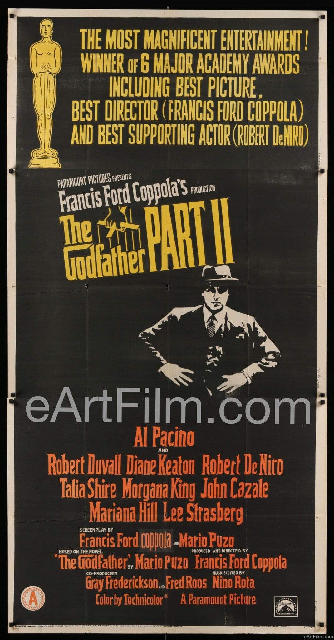 eArtFilm.com India release poster (40.25"x79.25") Godfather Part 2-1974-40x79-Al Pacino-Robert De Niro-Diane Keaton