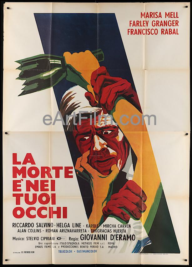 Savage City-Death Will Have Your Eyes Italian movie poster 55x78 1975 Farley Granger, Francisco Rabal, Helga Line, Horror, Italian 2 Panel (4 Fogli), Marisa Mell, Riccardo Salvino, Spanish/Italian, Thriller