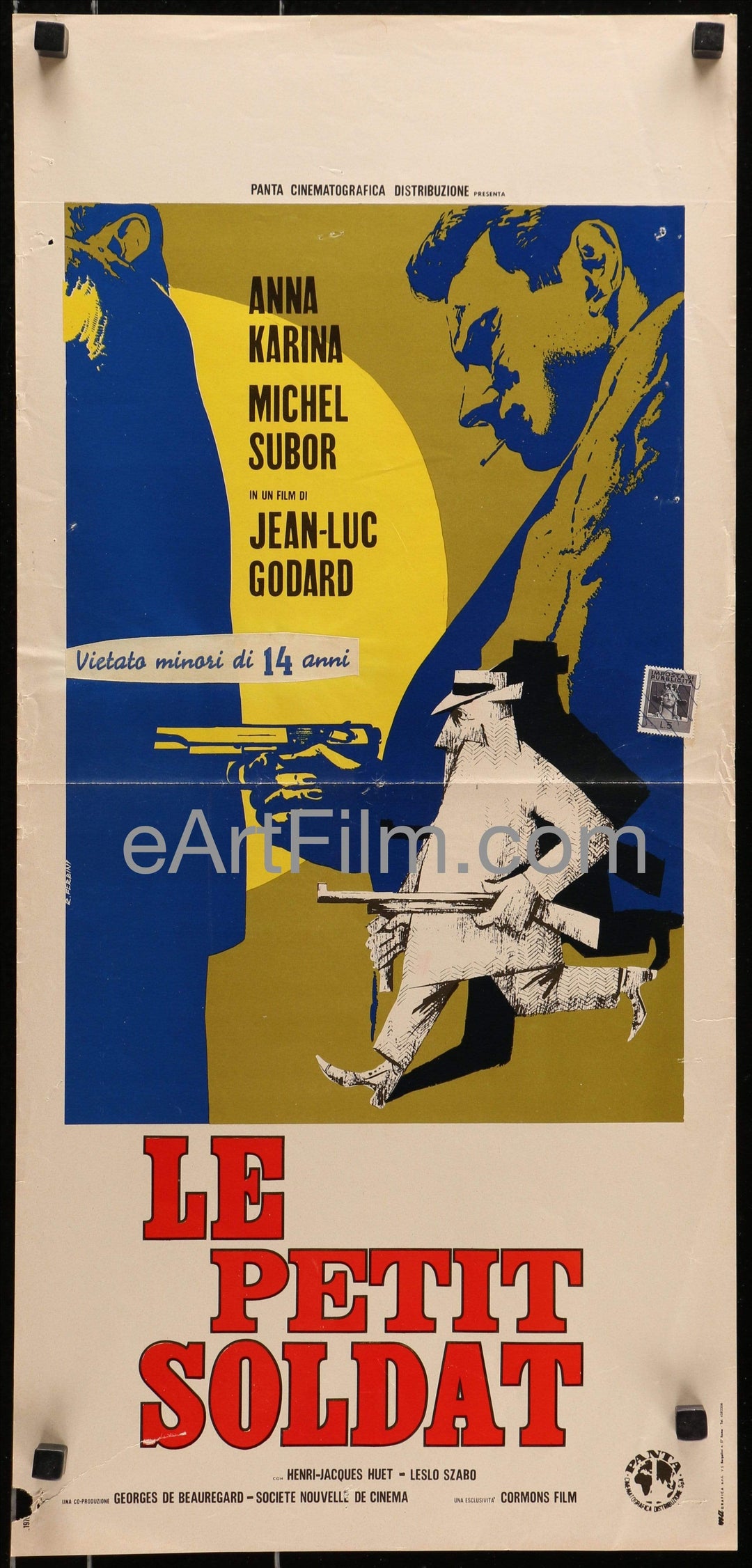 eArtFilm.com Italian Locandina (13"x27.5") Le Petit Soldat-Jean-Luc Godard classic-Anna Karina-Italian locandina-13"x27.5"