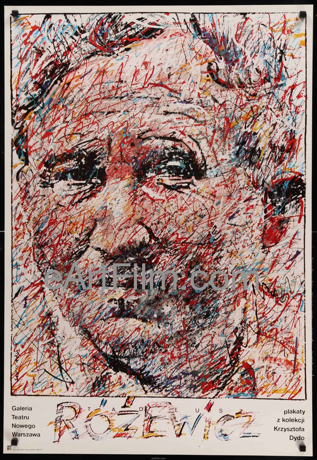 eArtFilm.com Polish Release (26.5"x38.5") TADEUSZ ROZEWICZ-27x38-Polish 1980s exhibit poster-Waldemar Swierzy art