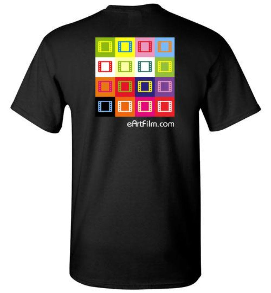 eArt/Film t-shirt eArtFilm.com Film Frame Logo Warhol Style T-Shirt Black