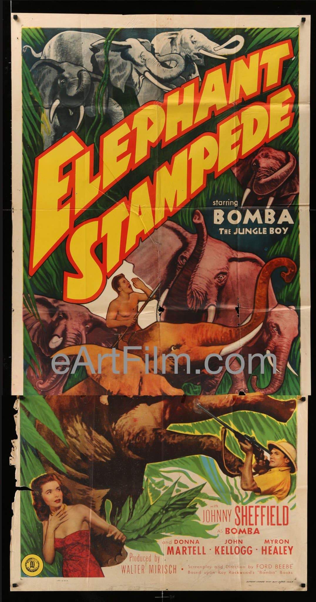 eArtFilm.com U.S 3 Sheet (41"x81") Elephant Stampede 1951 41x81 Original US 3 Sheet Movie Poster