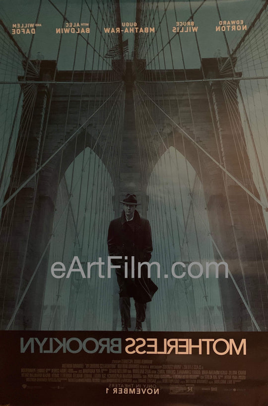 eArtFilm.com U.S Advance One Sheet (27"x40") Double Sided Motherless Brooklyn 2019 27x40 DS unfolded Edward Norton Bruce Willis