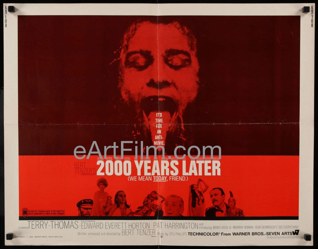 eArtFilm.com U.S Half Sheet (22"x28") 2000 Years Later-Terry Thomas-U.S fads satire comedy-1969-22x28