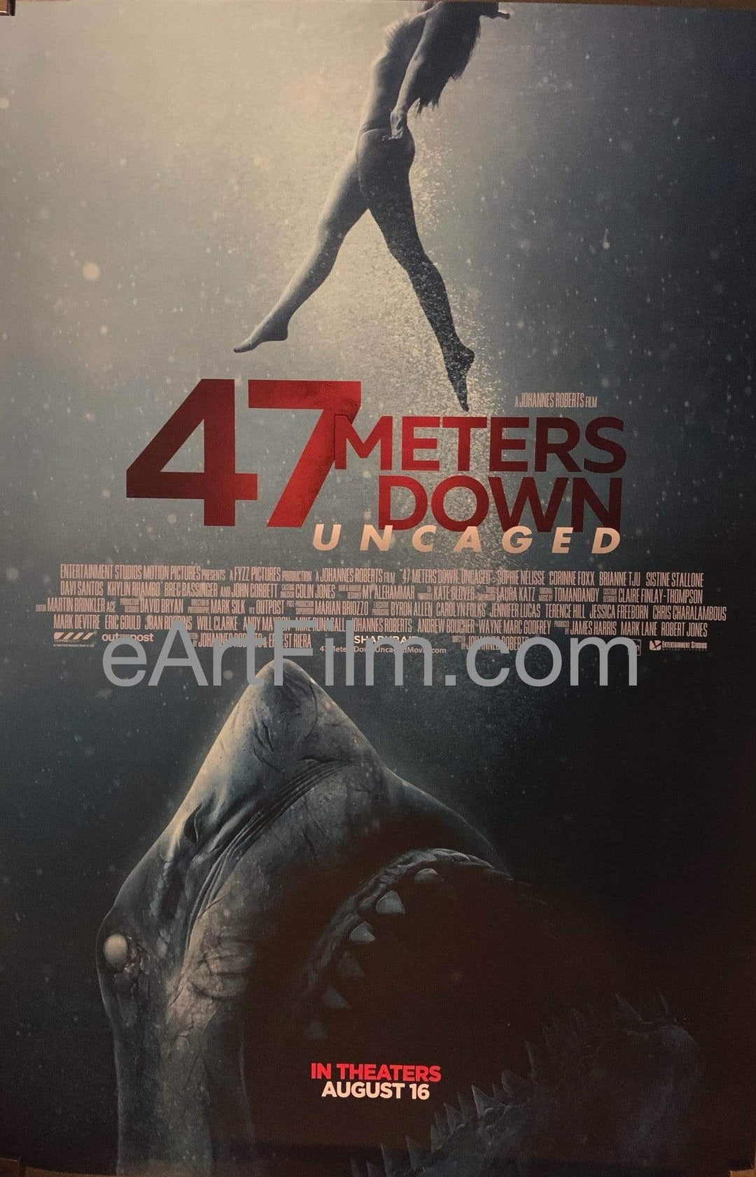 eArtFilm.com U.S One Sheet (27"x40") Double Sided 47 Meters Down: Uncaged original movie poster 2019 27x40 DS shark horror