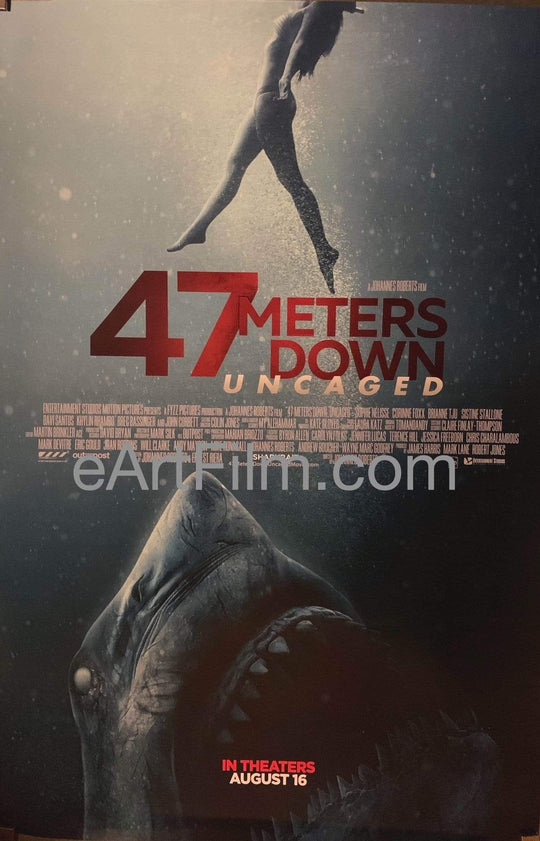 eArtFilm.com U.S One Sheet (27"x40") Double Sided 47 Meters Down: Uncaged original movie poster 2019 27x40 DS shark horror