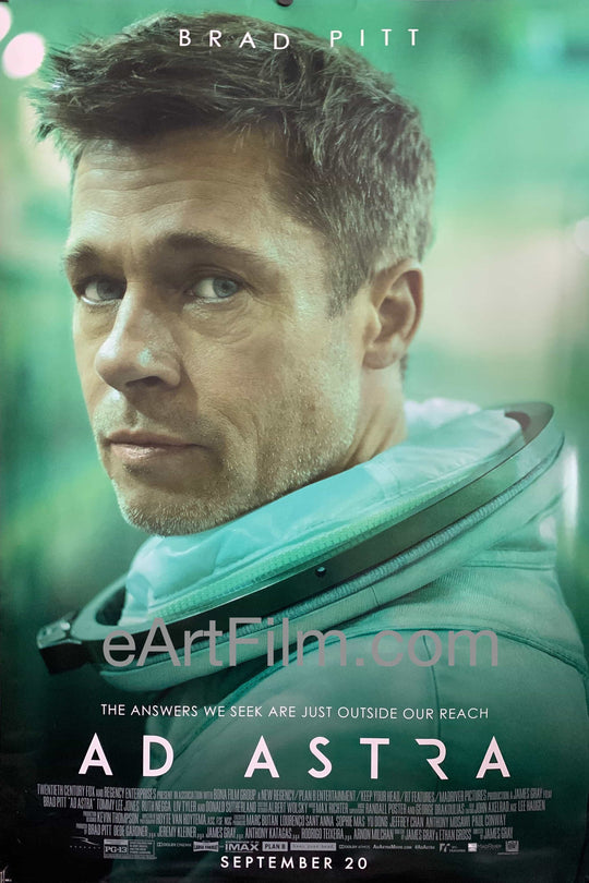 eArtFilm.com U.S One Sheet (27"x40") Double Sided Ad Astra original movie poster 2019 27x40 DS Unfolded Brad Pitt sci-fi