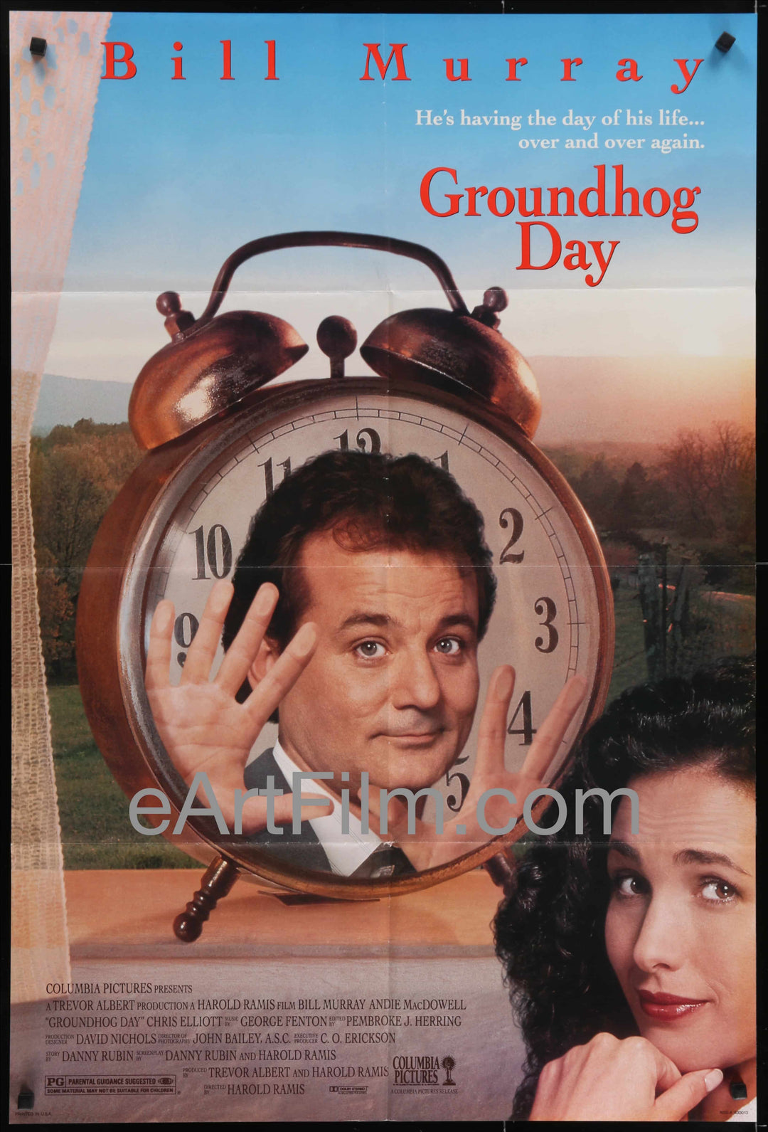 eArtFilm.com U.S One Sheet (27"x40") Double Sided Groundhog Day-Bill Murray-Andie MacDowell-Harold Ramis-1993-27x41