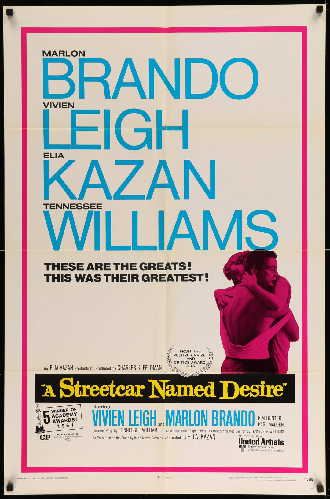 eArtFilm.com U.S One Sheet (27"x41") A Streetcar Named Desire R70 1952 27x41 Vivien Leigh Marlon Brando