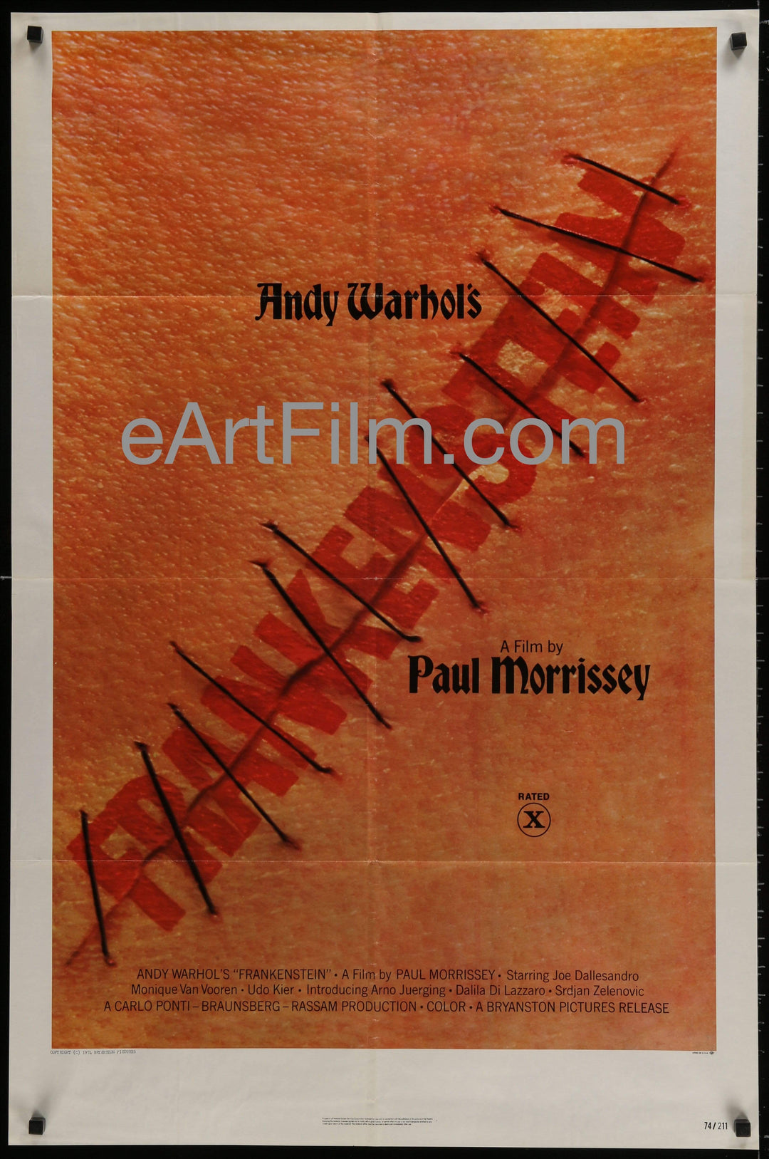 eArtFilm.com U.S One Sheet (27"x41'') Andy Warhol's Frankenstein vintage movie poster Joe Dallesandro Udo Kier 1974