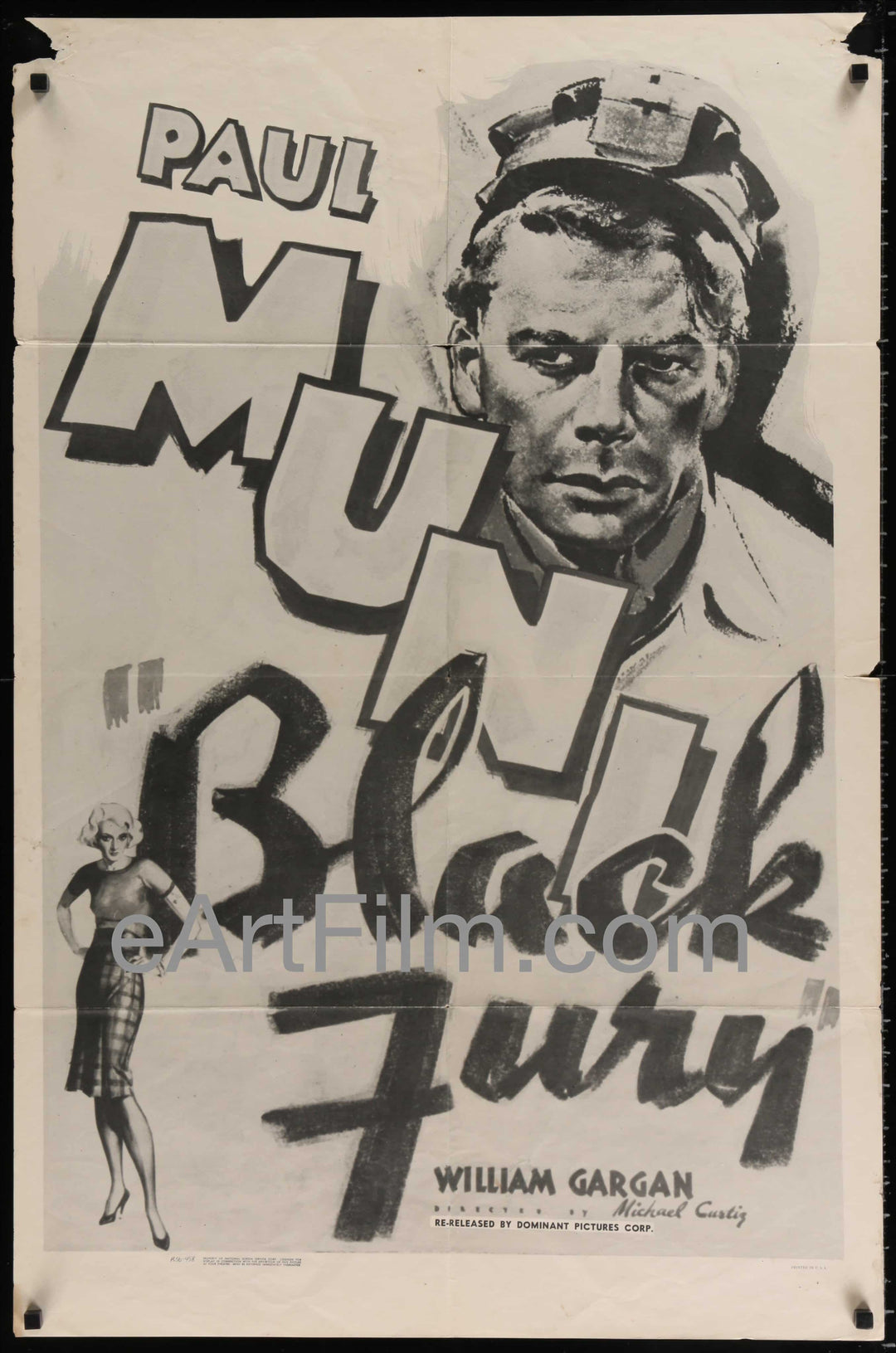 eArtFilm.com U.S One Sheet (27"x41") Black Fury-Michael Curtiz-Paul Muni-Karen Morley-J Carrol Naish-R56-27x41-crime