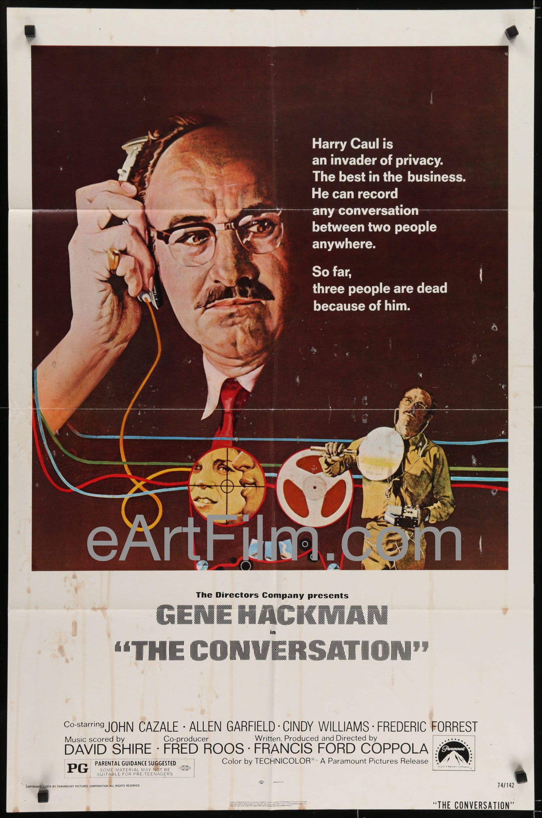 eArtFilm.com U.S One Sheet (27"x41") Conversation, The-Gene Hackman-Harrison Ford-Francis Ford Coppola-1974-27x41