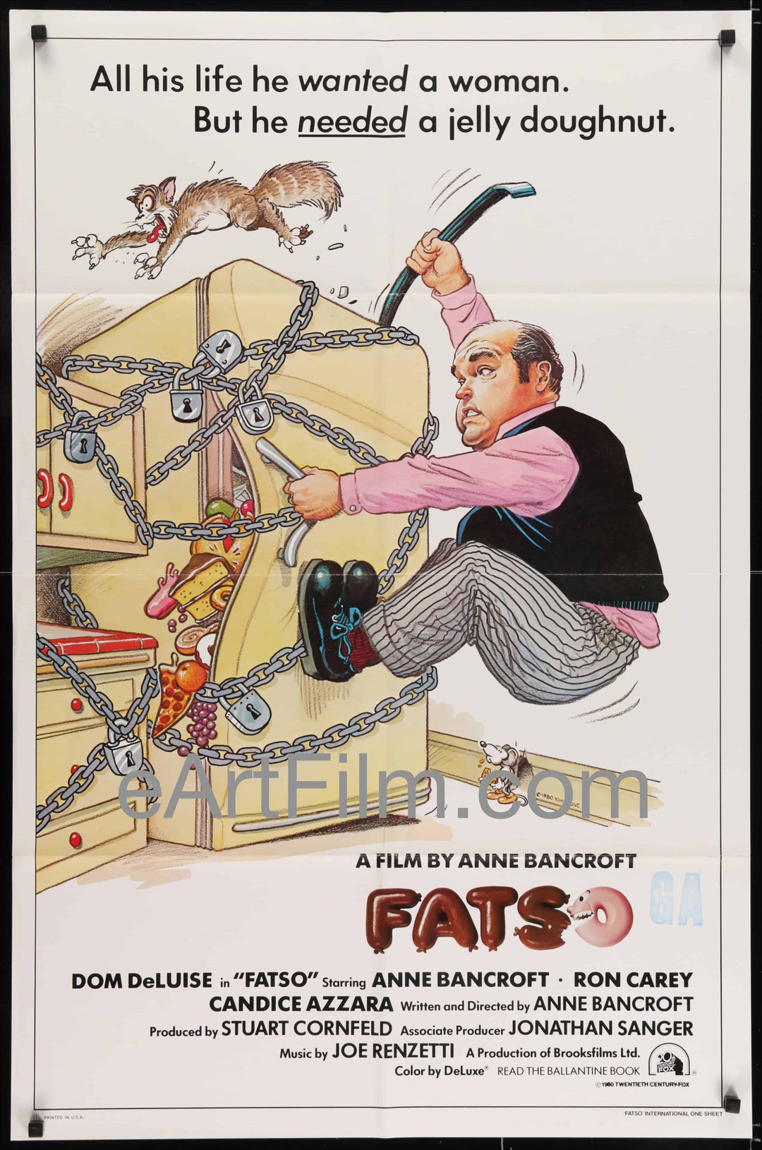 eArtFilm.com U.S One Sheet (27"x41") Fatso-Dom DeLuise-Anne Bancroft-eating and dieting romantic comedy-1980-27x41