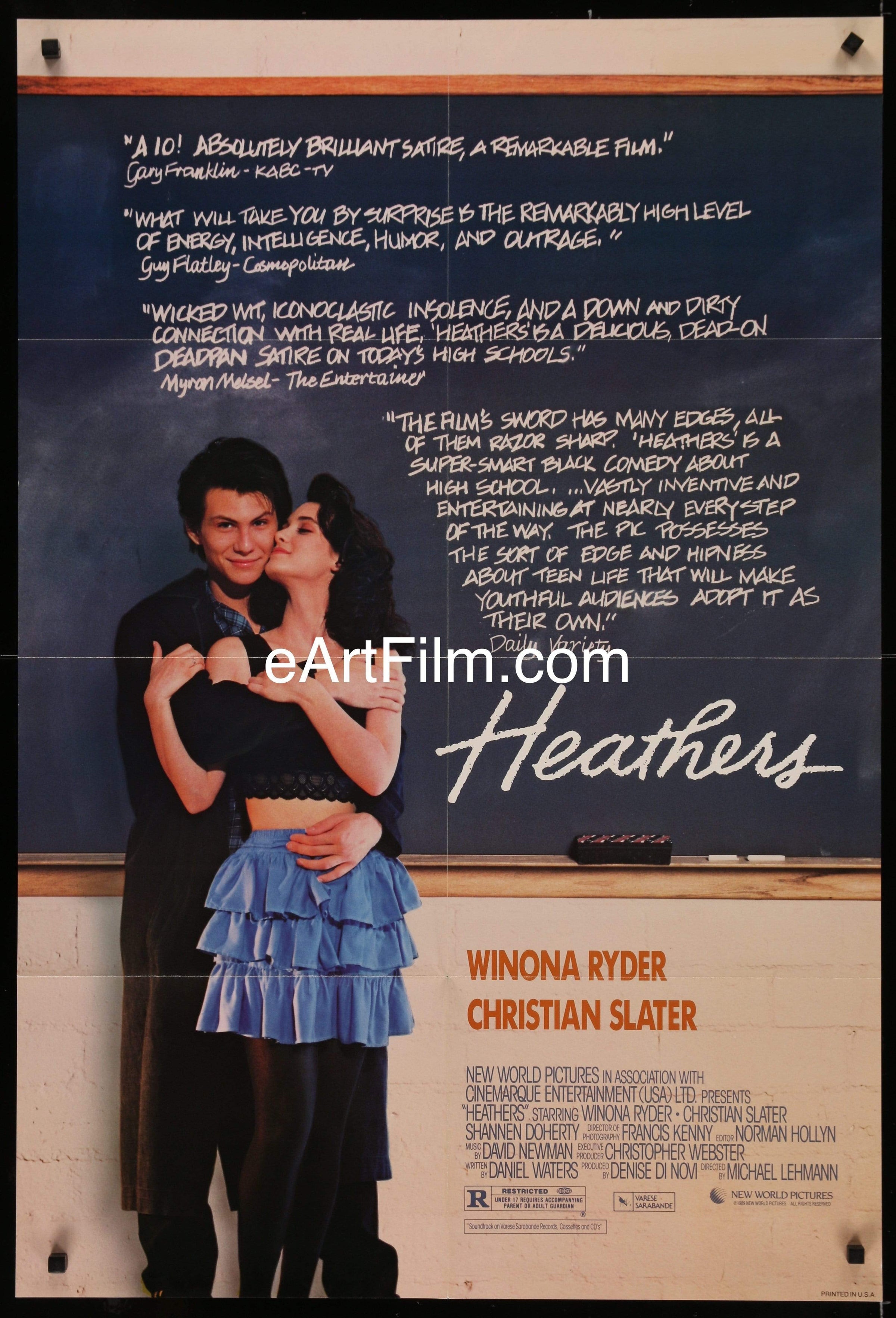 eArtFilm.com U.S One Sheet (27"x41")-folded Heathers 1989 27x40 Winona Ryder Christian Slater Shannen Doherty kill cool kids