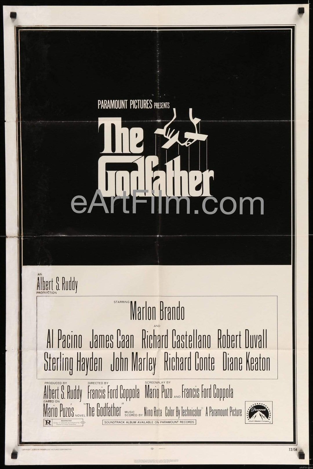 eArtFilm.com U.S One Sheet (27"x41") Godfather-1972-27x41-Francis Ford Coppola-Marlon Brando-Al Pacino-James Caan-Robert Duvall