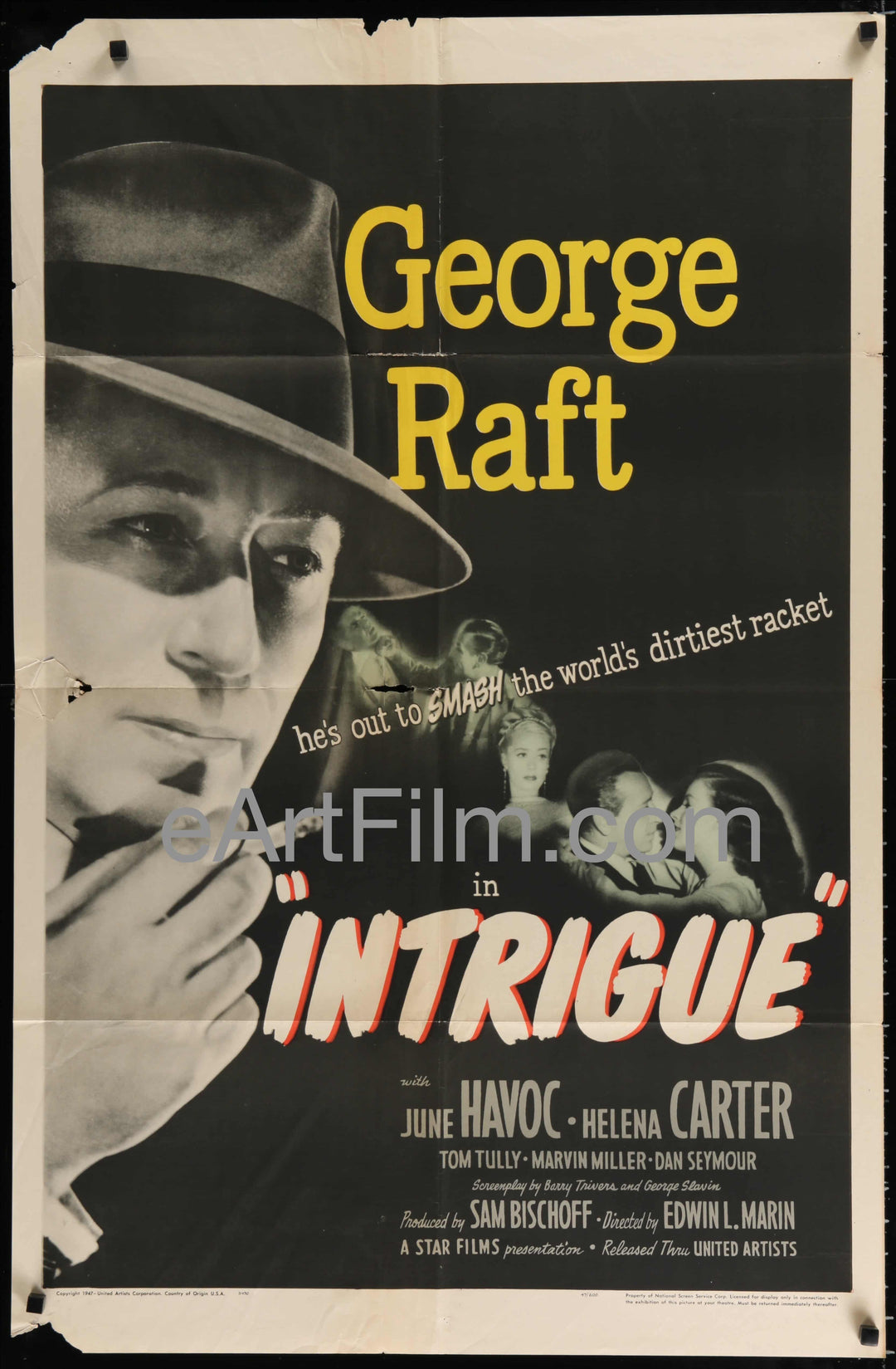 eArtFilm.com U.S One Sheet (27"x41") Intrigue-George Raft-June Havoc-Helena Carter-27x41-1947