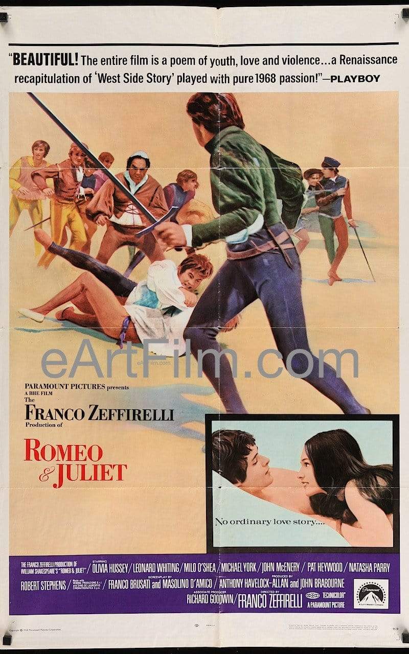 eArtFilm.com U.S One Sheet (27"x41")-Original-Vintage-Movie-Poster-Style B Romeo and Juliet 1968 27x41 One Sheet United States