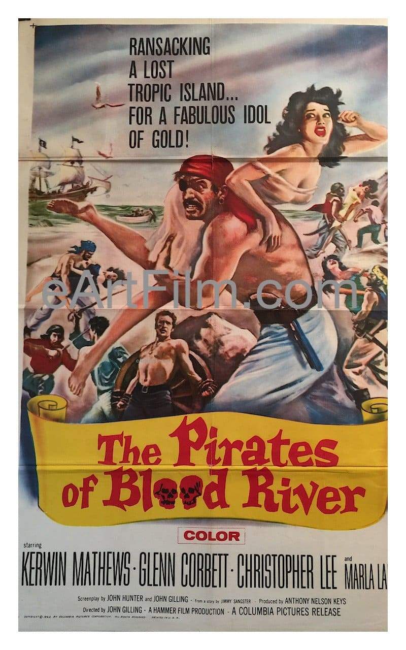 eArtFilm.com U.S One Sheet (27"x41") Pirates Of Blood River 1962 27x41 Original U.S One Sheet