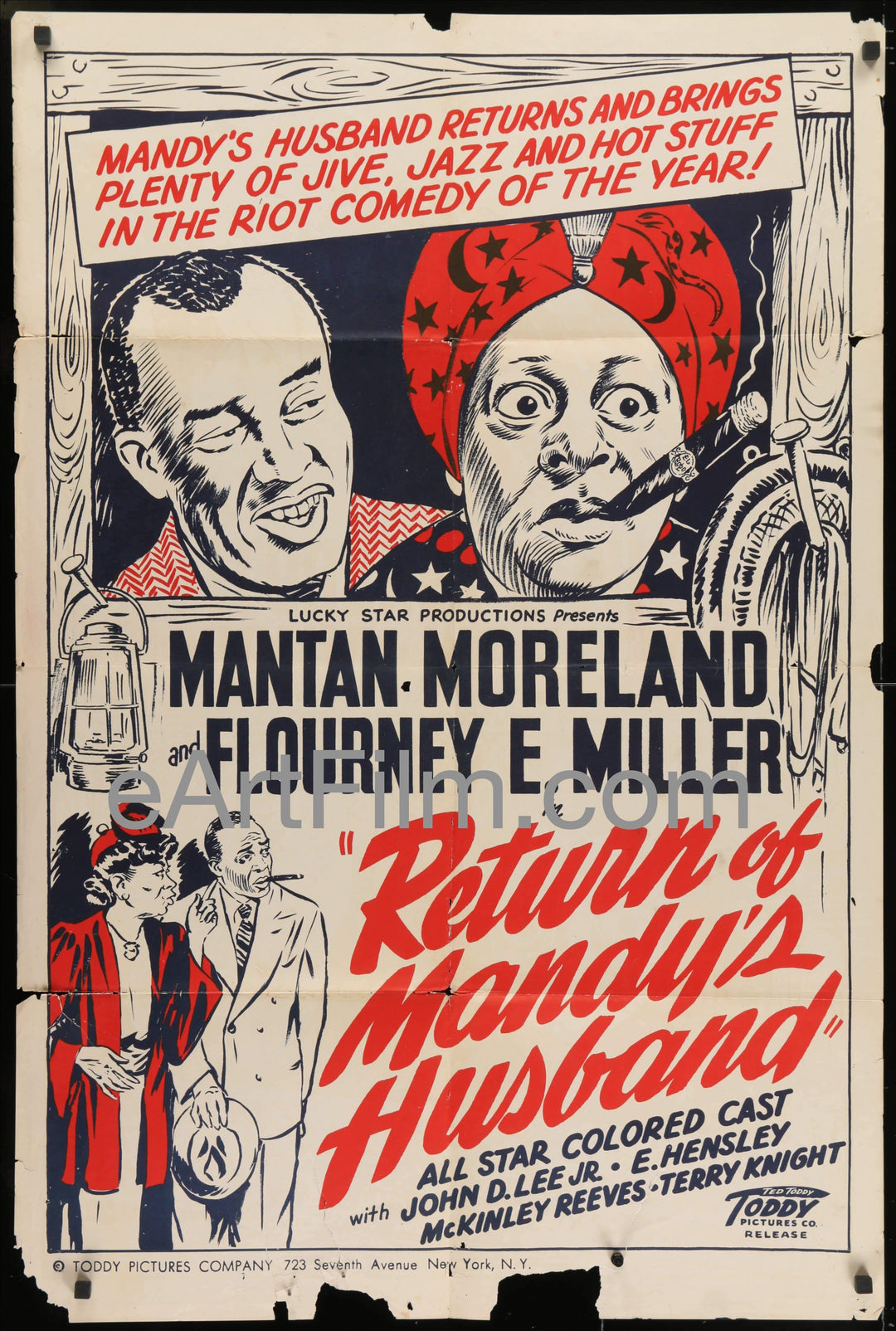 eArtFilm.com U.S One Sheet (27"x41") Return Of Mandy's Husband original movie poster Mantan Moreland 1948 Toddy