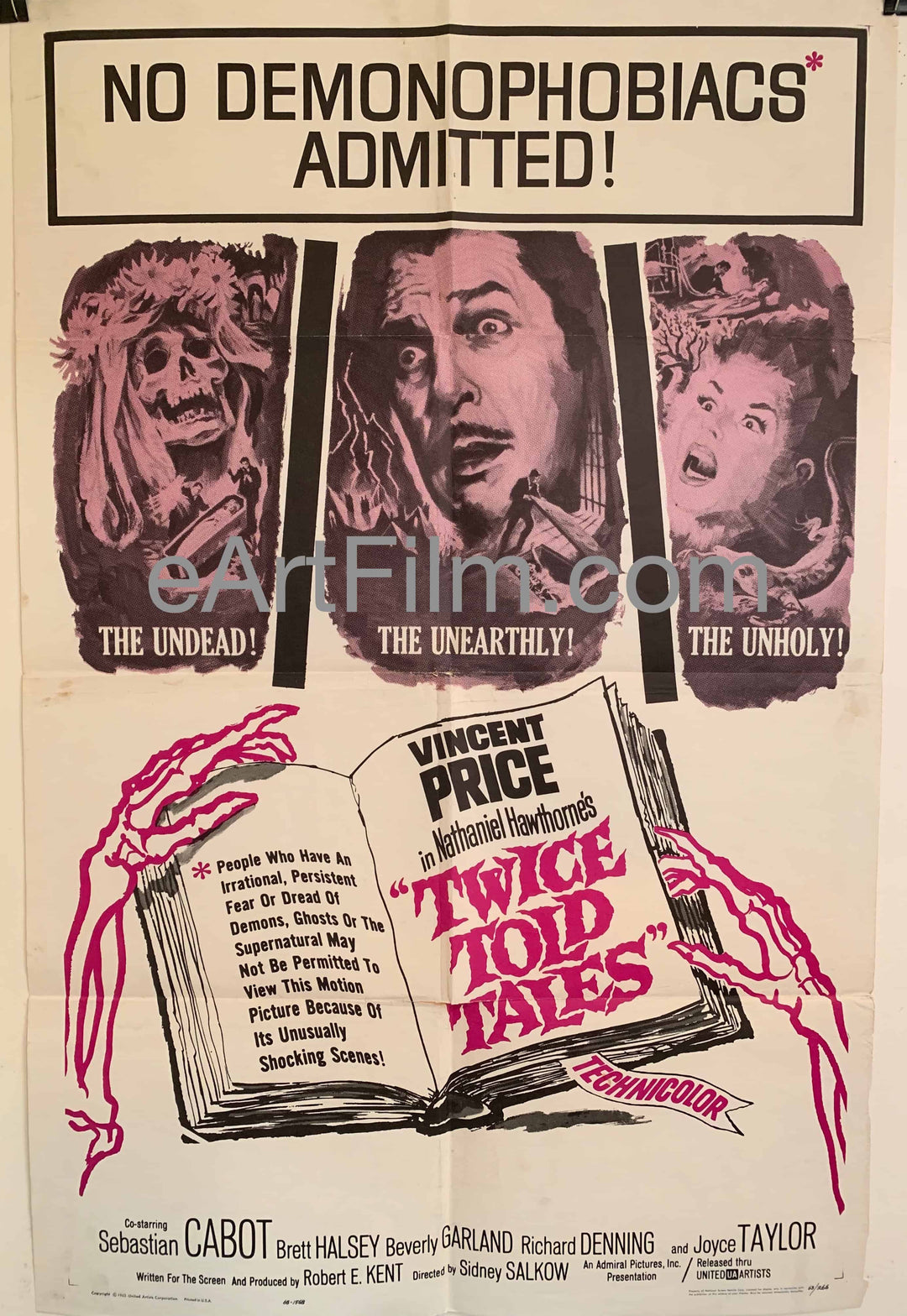 eArtFilm.com U.S One Sheet (27"x41") Twice Told Tales Vincent Price horror 1963 27x41