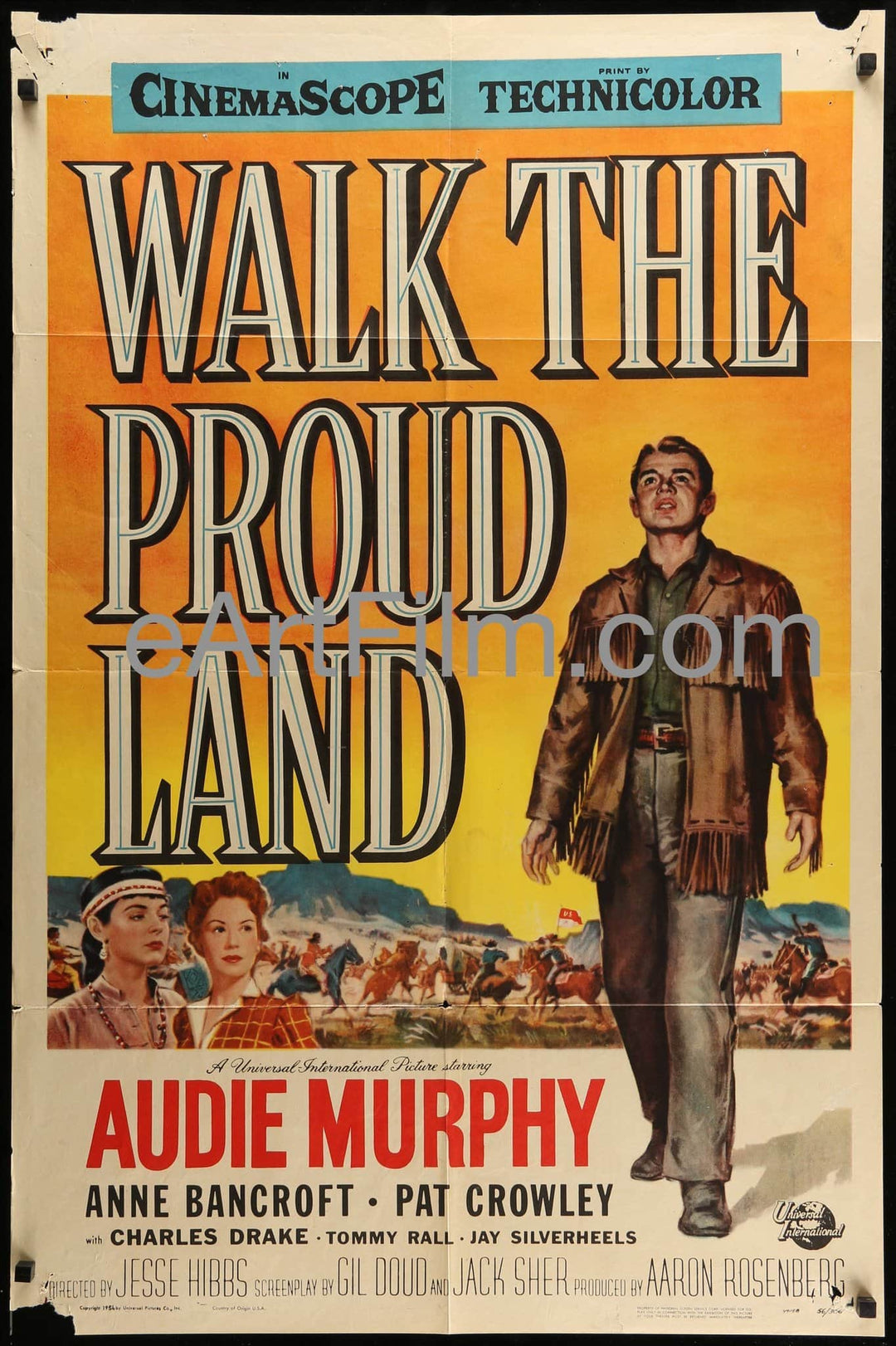 eArtFilm.com U.S One Sheet (27"x41") Walk The Proud Land 1956 27x41 Original One Sheet Audie Murphy Anne Bancroft