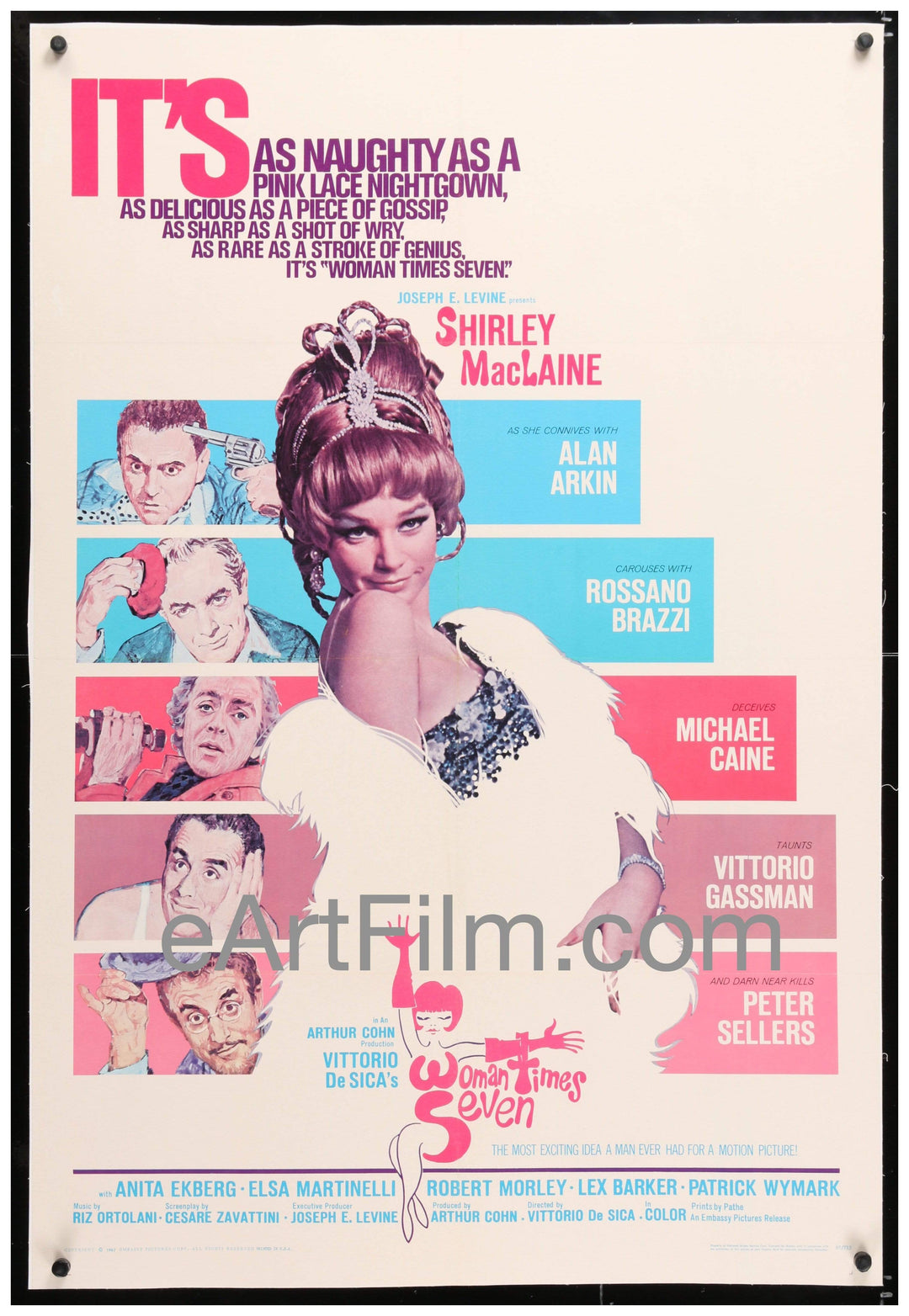 eArtFilm.com U.S One Sheet (27"x41") Woman Times Seven linen backed Vittorio De Sica Shirley MacLaine 1967 27x41