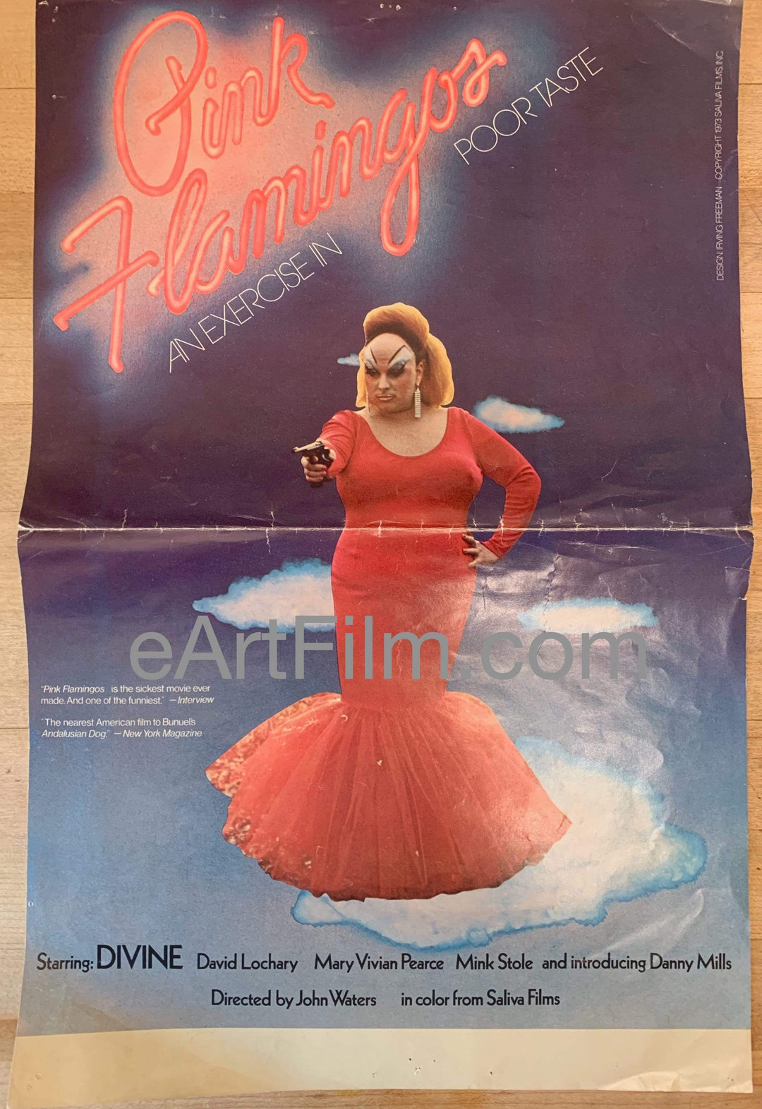 eArtFilm.com U.S release poster (11"x17") Pink Flamingos-1972-11x17-Divine-Mink Stole-John Waters exercise in bad taste