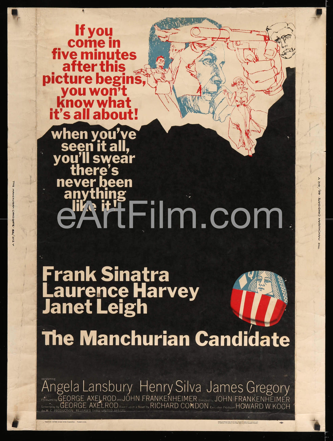 eArtFilm.com U.S Style Y One Sheet (30"x40") Manchurian Candidate-Frank Sinatra-Janet Leigh-Angela Lansbury-30x40