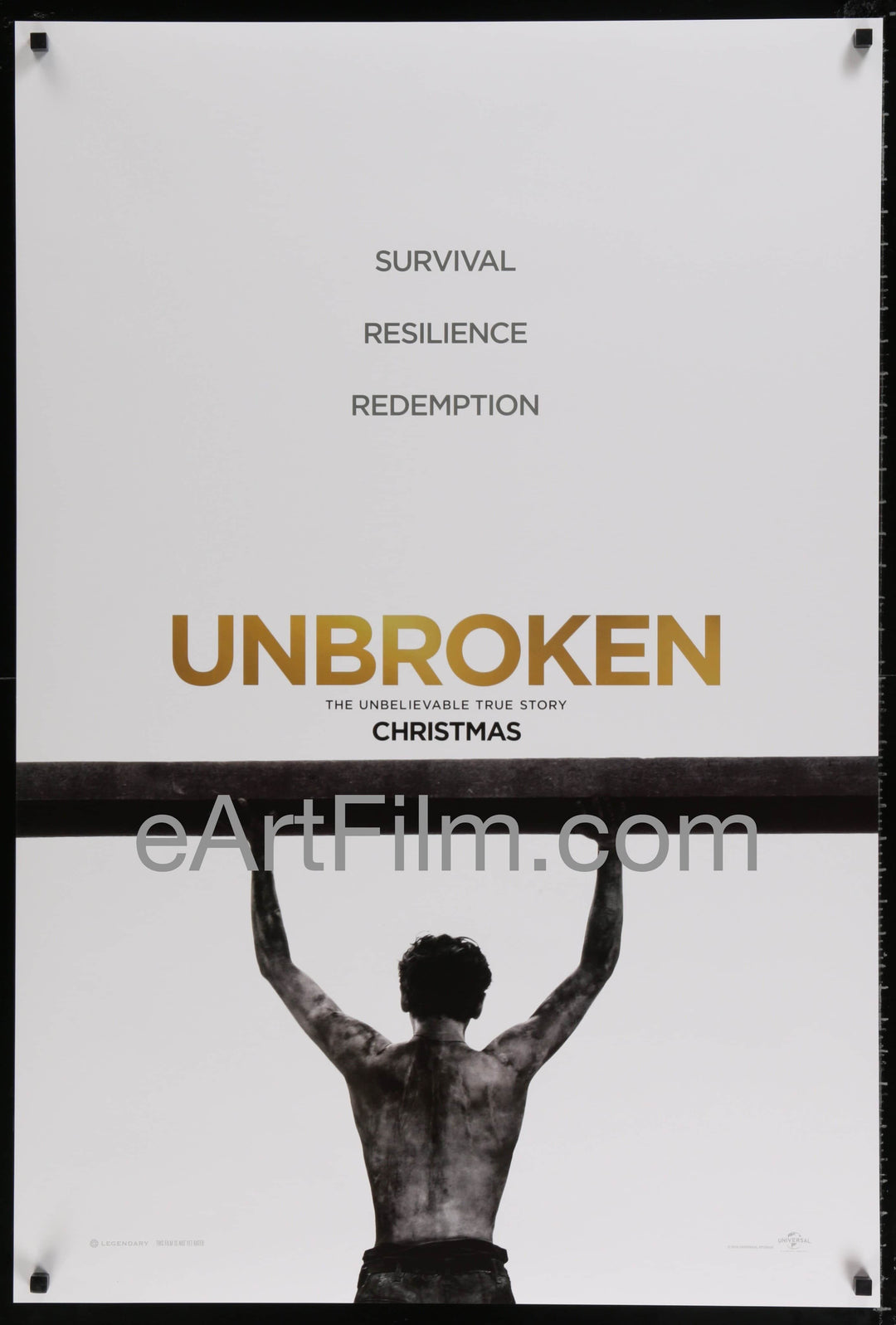 eArtFilm.com U.S Teaser One Sheet (27"x40") Double Sided Unbroken-Jack O'Connell-Finn Wittrock-Angelina Jolie-teaser-27x40-2014