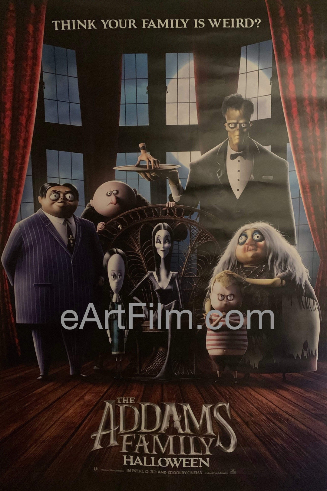 eArtFilm.com U.S Theatrical Release Bus Stop/Shelter Poster approx. 48"x70" Addams Family 2019 48x70 DS Animated eccentric family comedy Charlize Theron