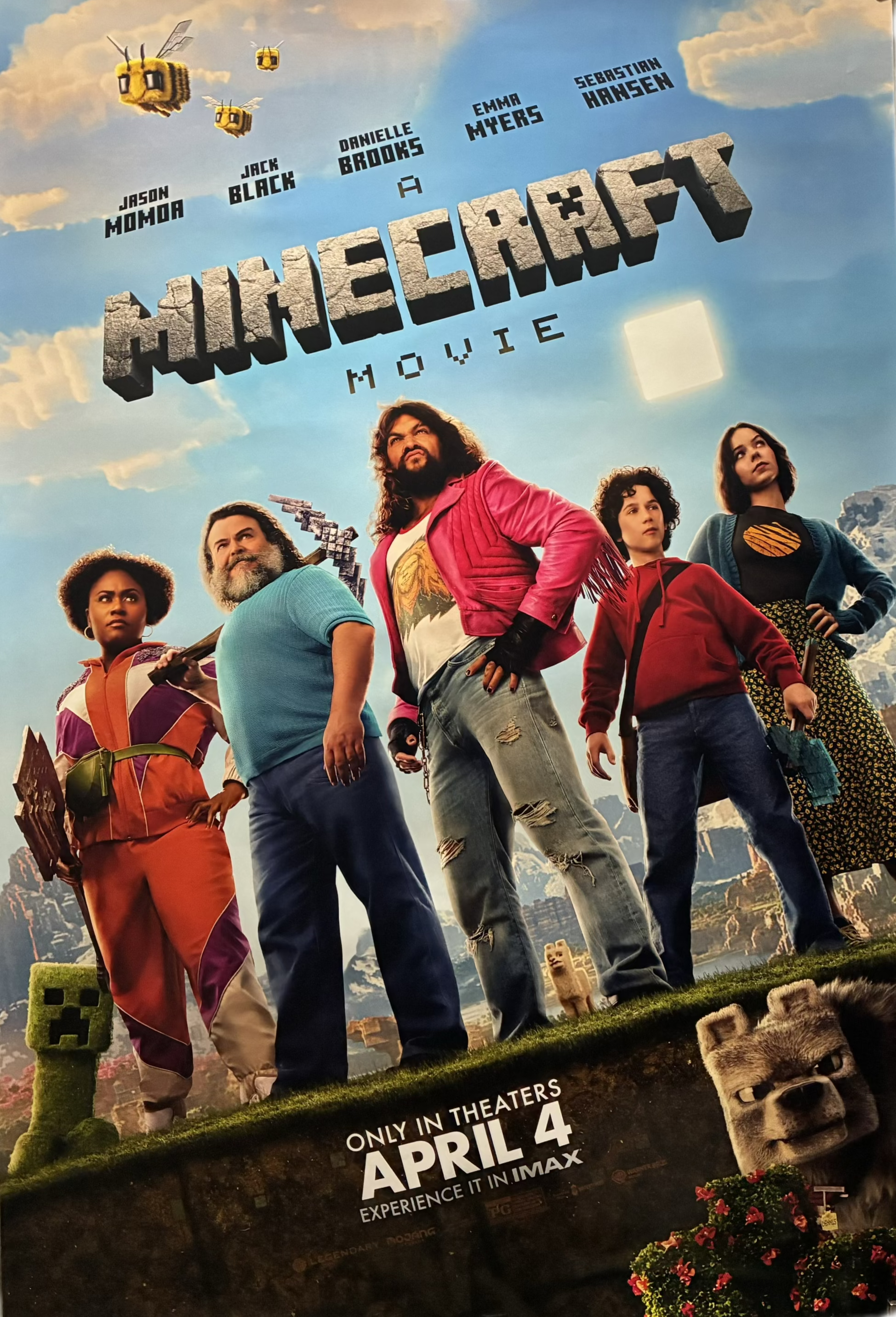A Minecraft Movie (2025) Jack Black Jason Momoa Sebastian Hansen 27x40 advance unfolded