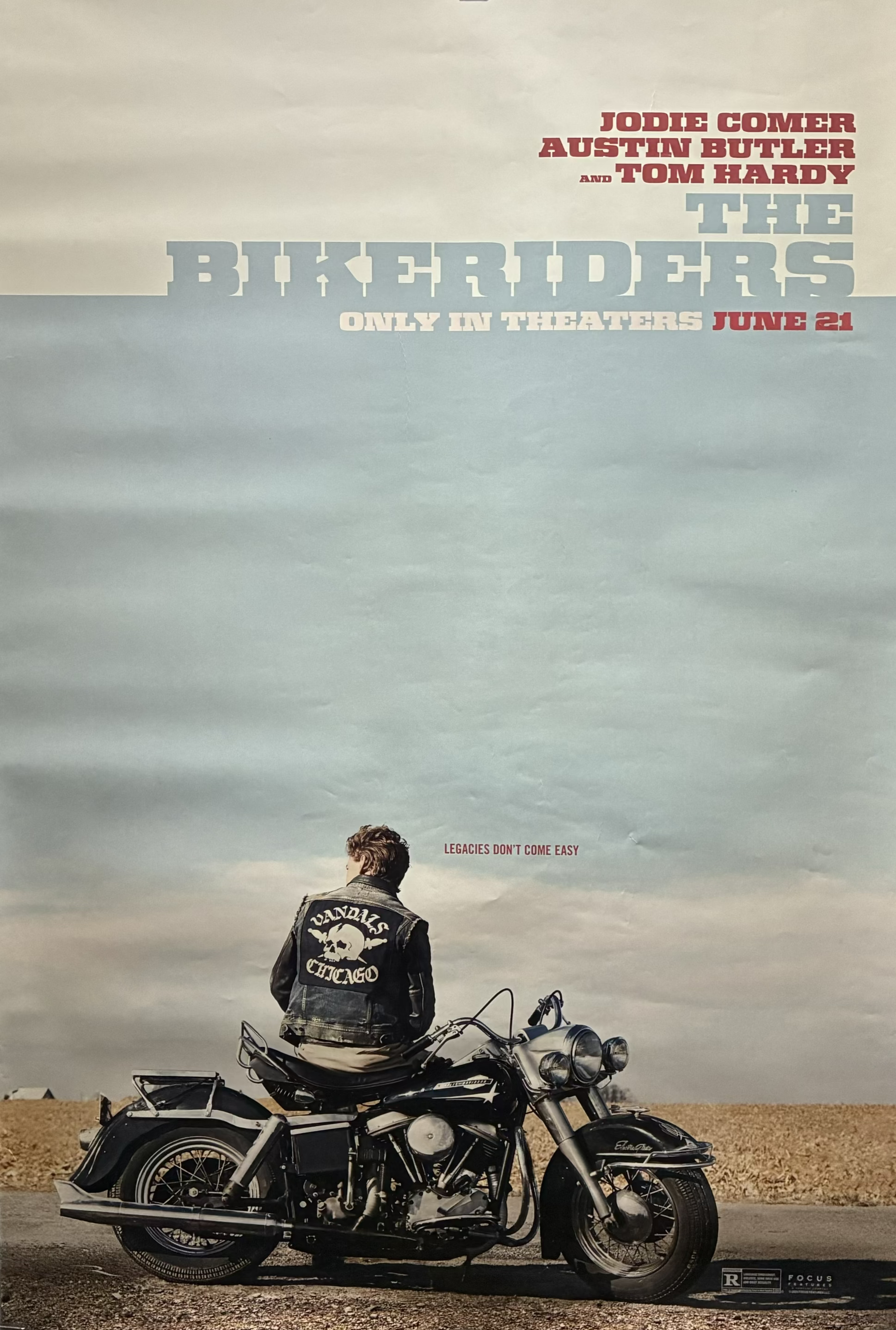 Bikeriders (2024) Tom Hardy Austin Butler Jodi Comer 27x41 Advance Unfolded DS