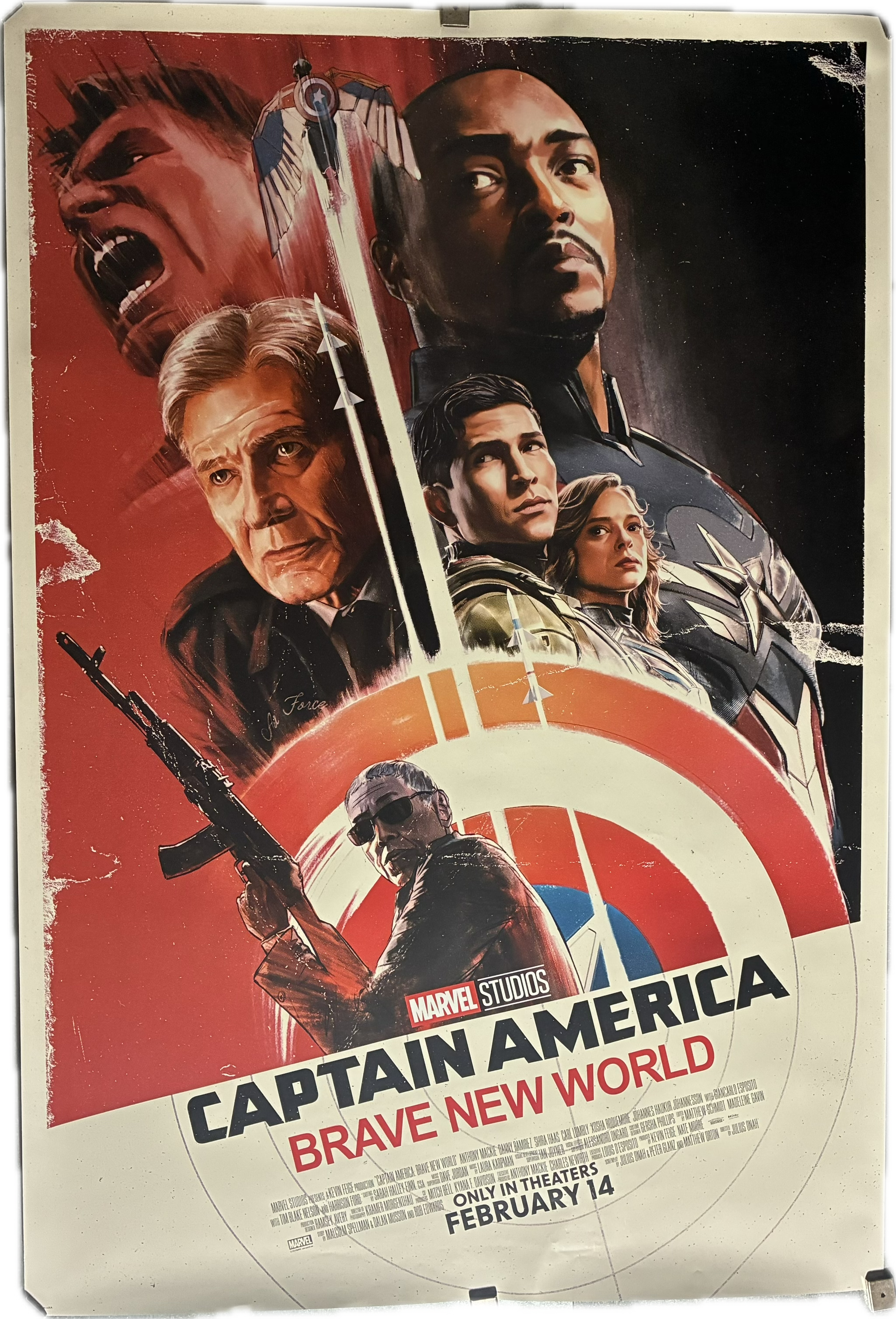 Captain America Brave New World (2025) Anthony Mackie Harrison Ford cast advance 27x40 Unfolded