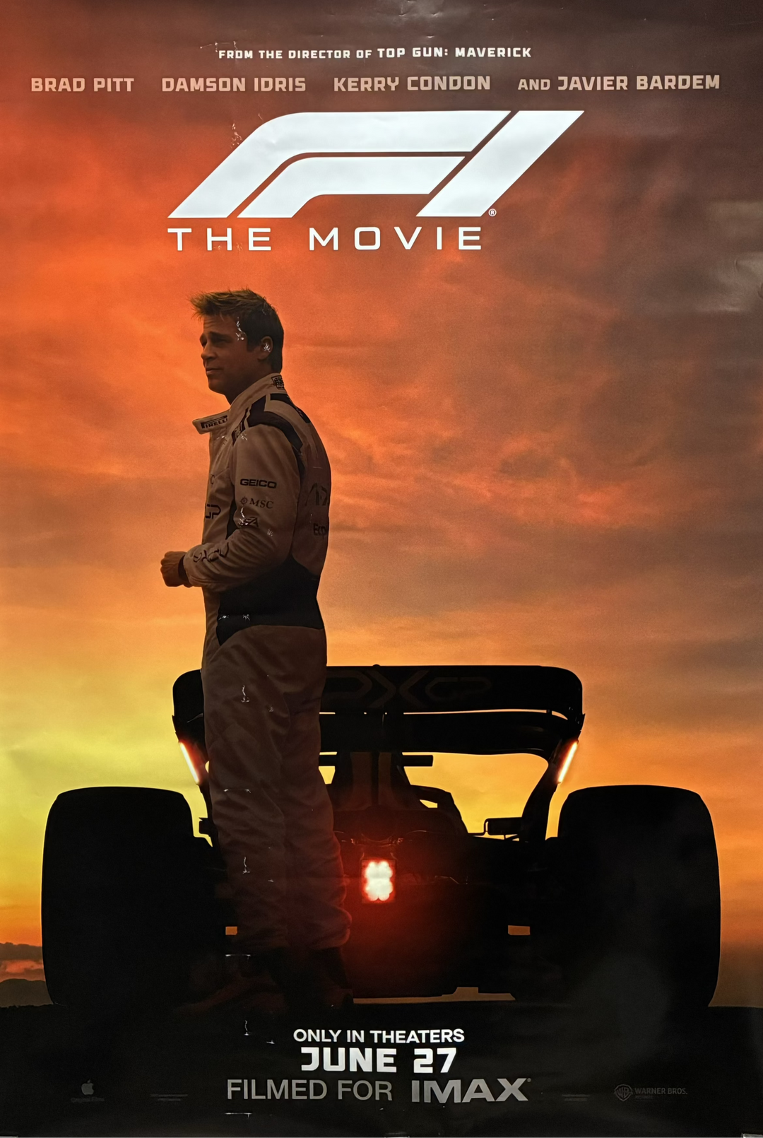 F1: The Movie  (2025) Brad Pitt Damson Idris Javier Bardem 27x40 Unfolded