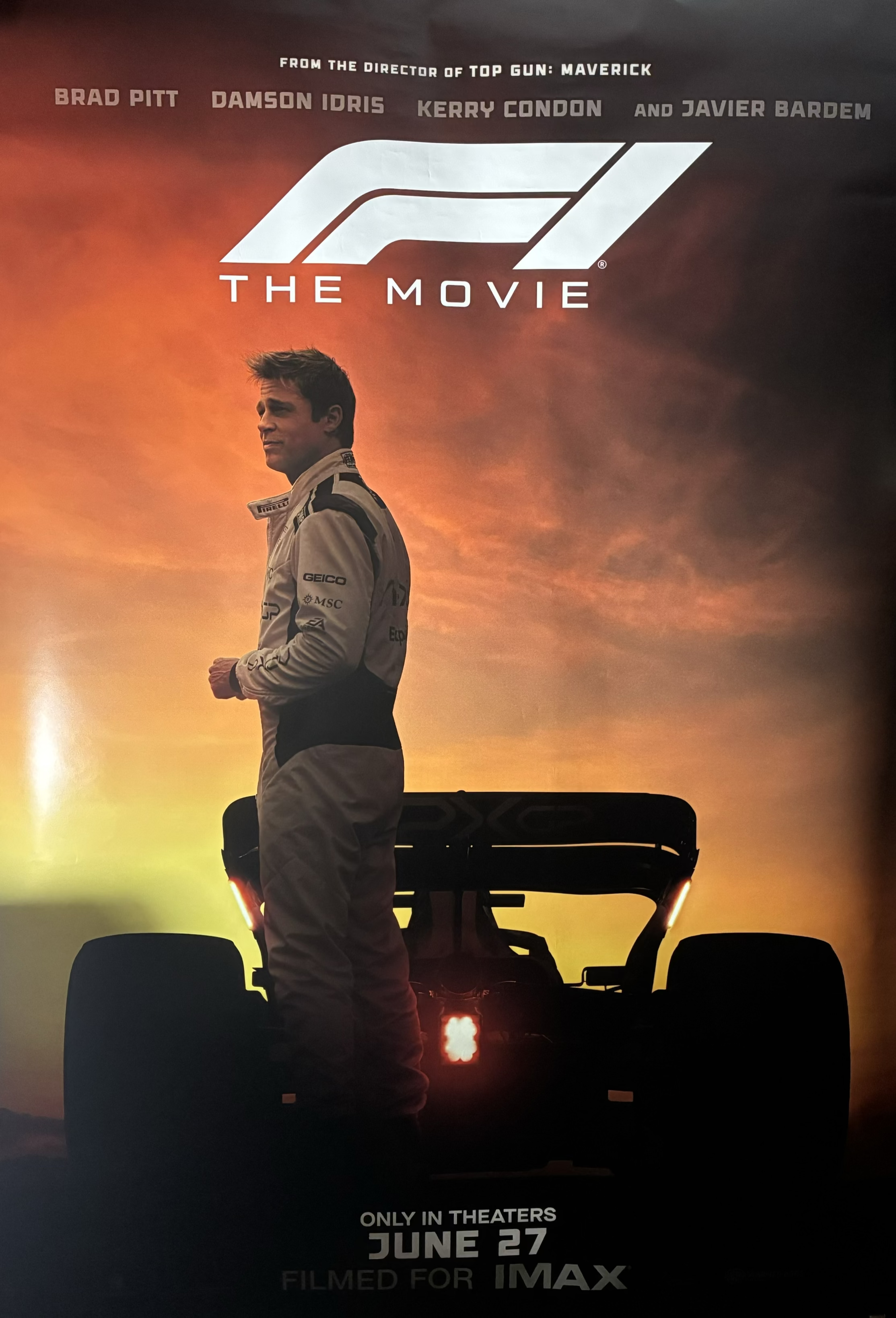 F1: The Movie (2025) Brad Pitt Damson Idris Javier Bardem 48x70 IMAX Unfolded