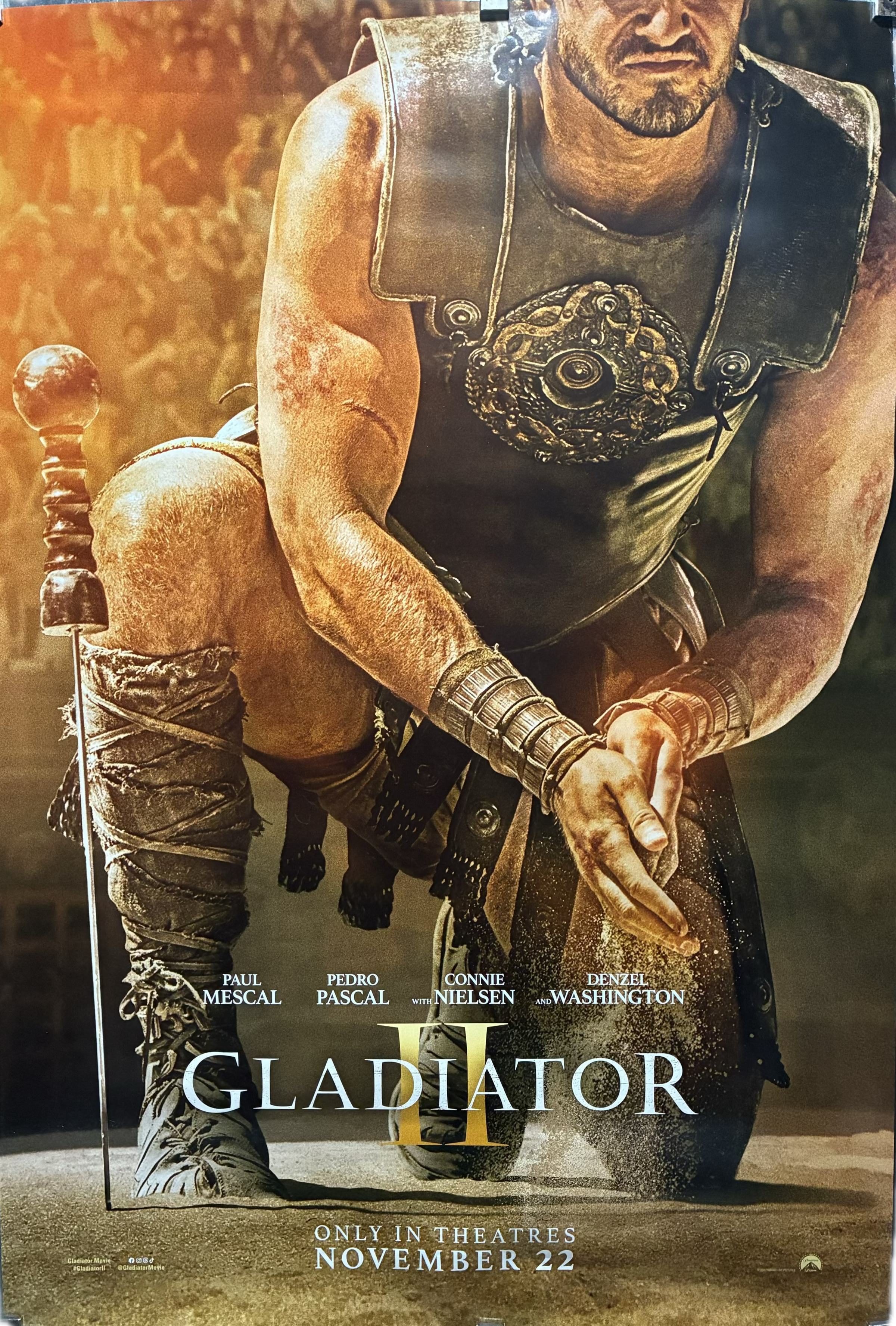 Gladiator 11  (2024) Paul Mescal Pedro Pascal Denzel Washington 27x41 unfolded DS