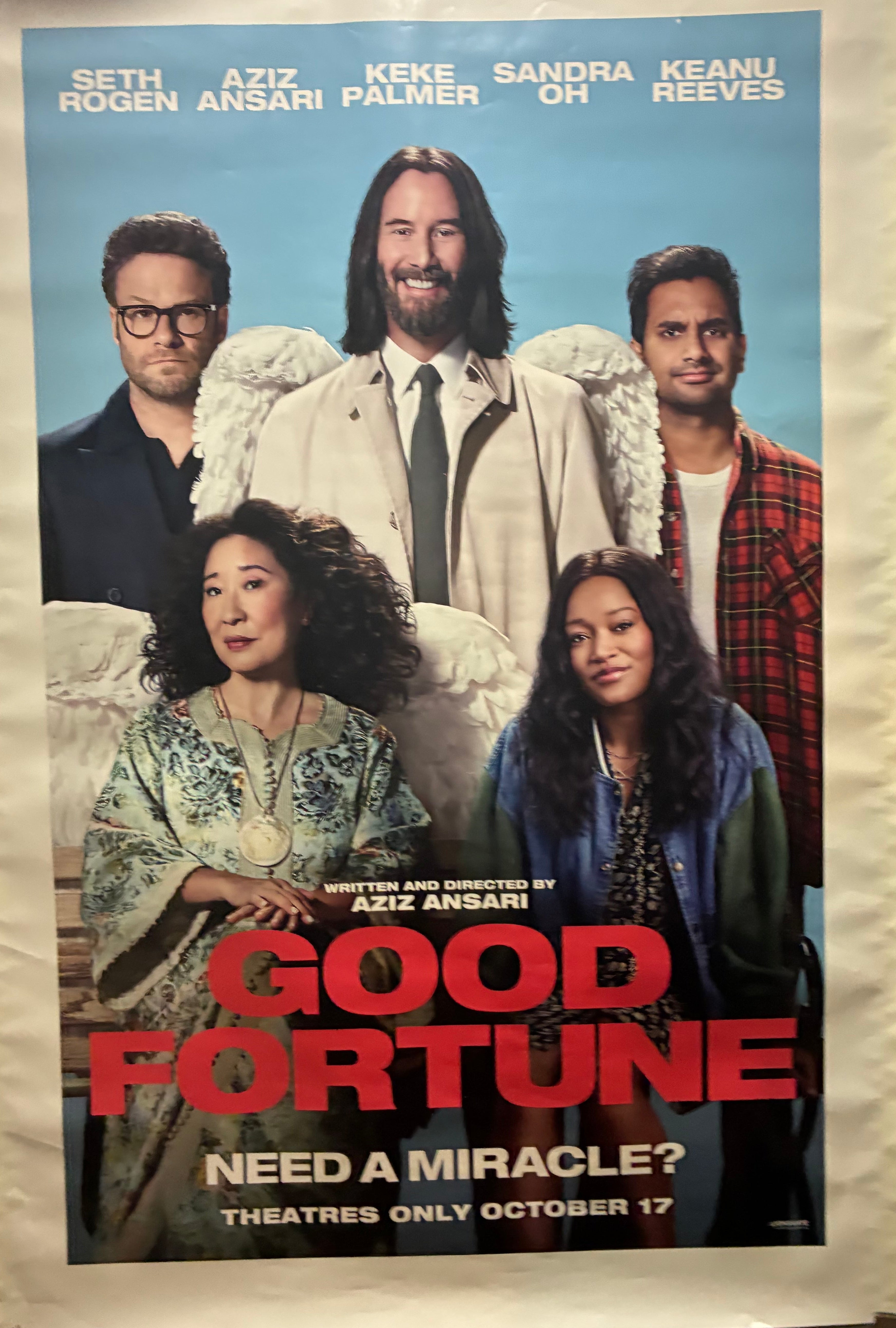 Good Fortune (2025) Keanu Reeves Sandra Oh Seth Rogen 27"x40" unfolded
