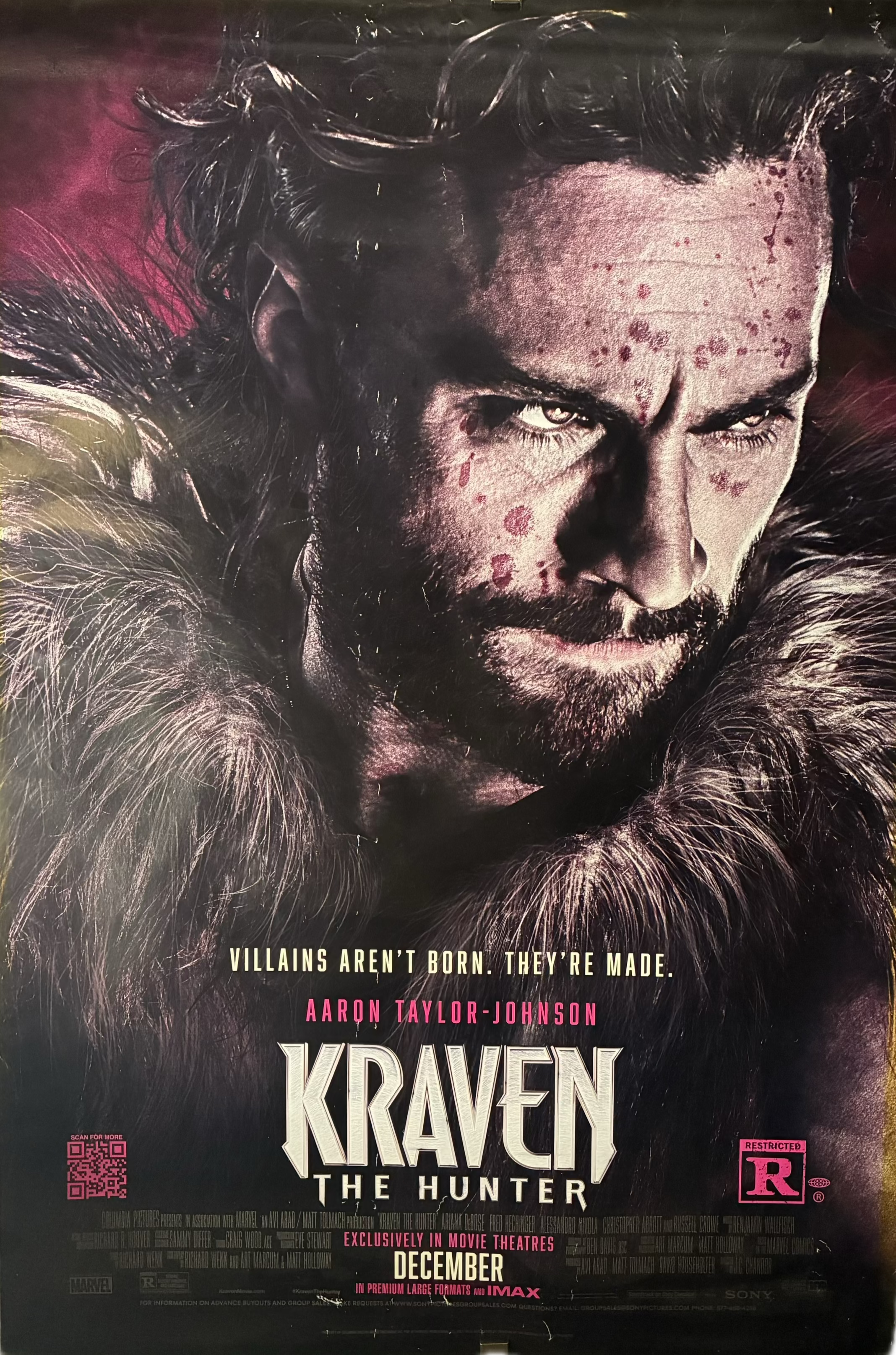 Kraven The Hunter (2024) Aaron Taylor-Johnson Russell Crowe Ariana DeBose 27x40 DS