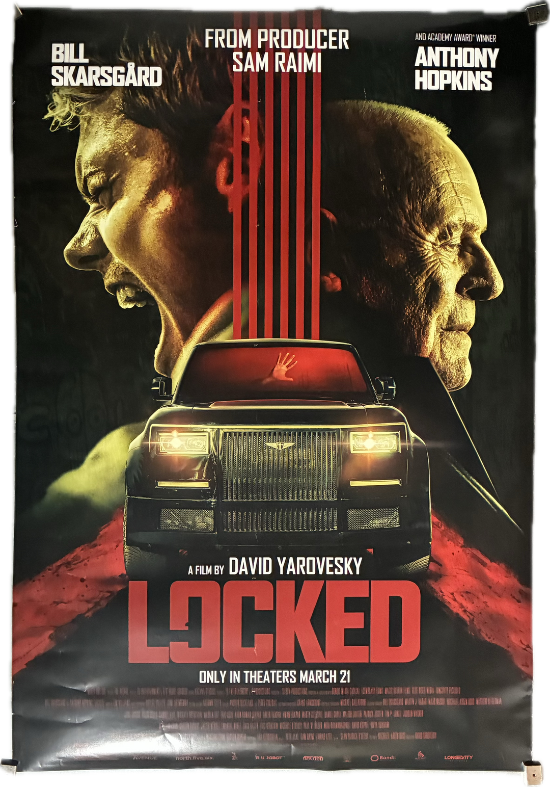Locked  (2025) 27x41 Bill Skarsgard Anthony Hopkins Ashley Cartwright Sam Raimi Horror