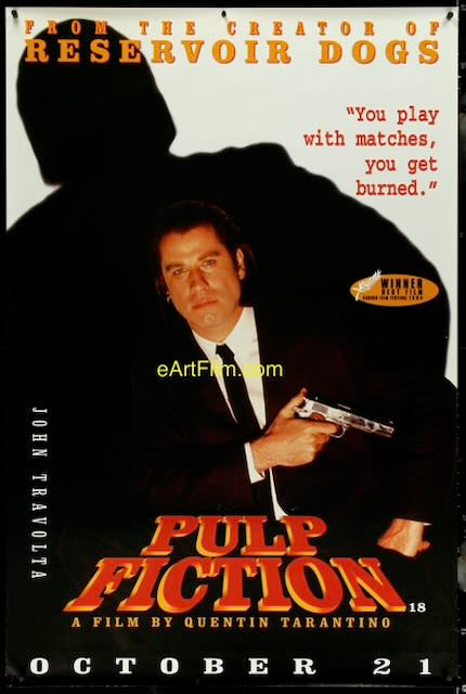 Pulp Fiction Quentin Tarantino Uma Thurman John Travolta advance English 40x60 1994