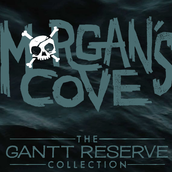 Morgan's Cove logo with a skull and crossbones on a dark background, featuring the Gantt Reserve Collection.