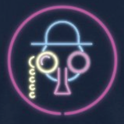 Neon sign with abstract design on a dark background