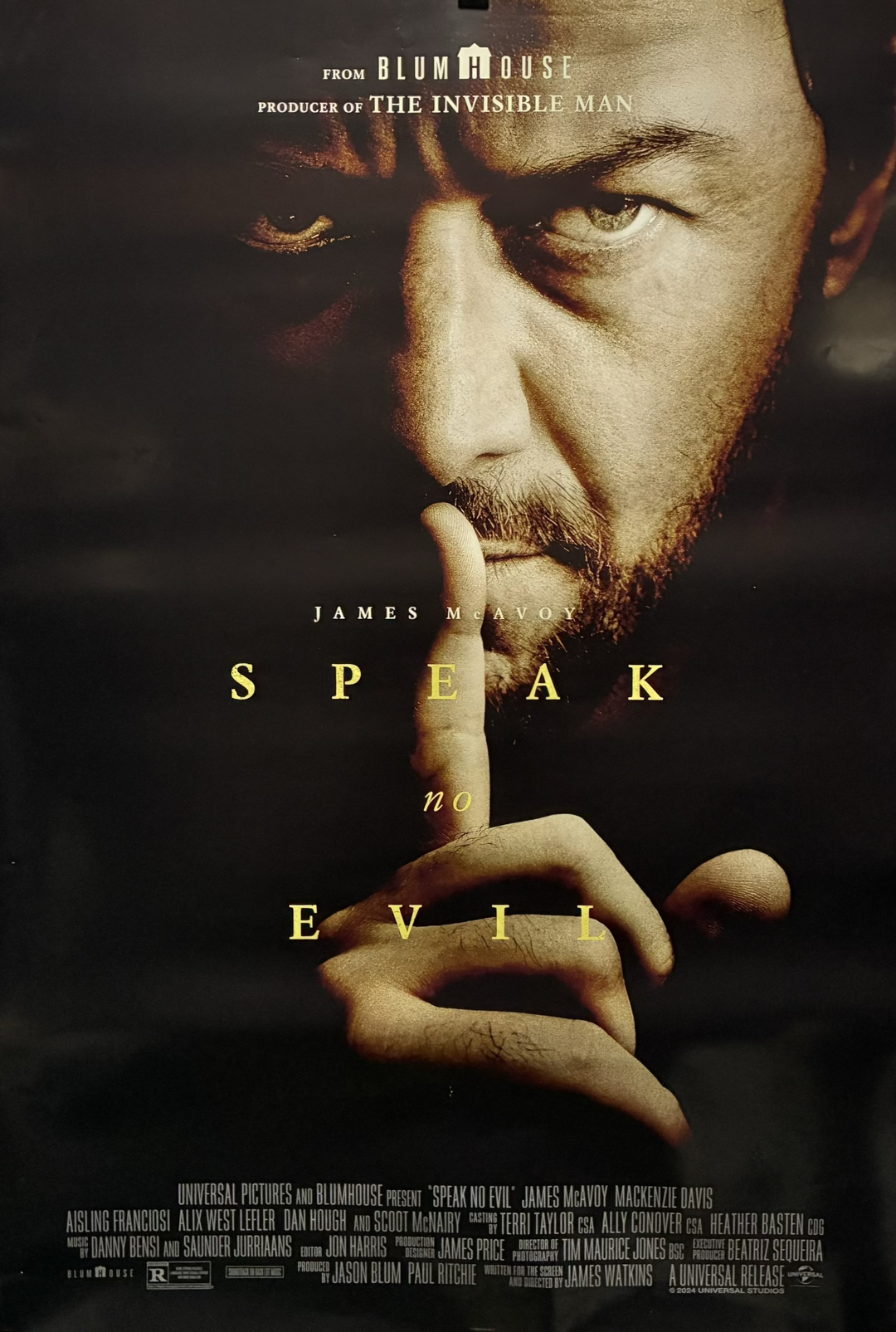Speak No Evil (2024) James McAvoy MacKenzie Davis Scoot McNairy 27x40 Unfolded 
