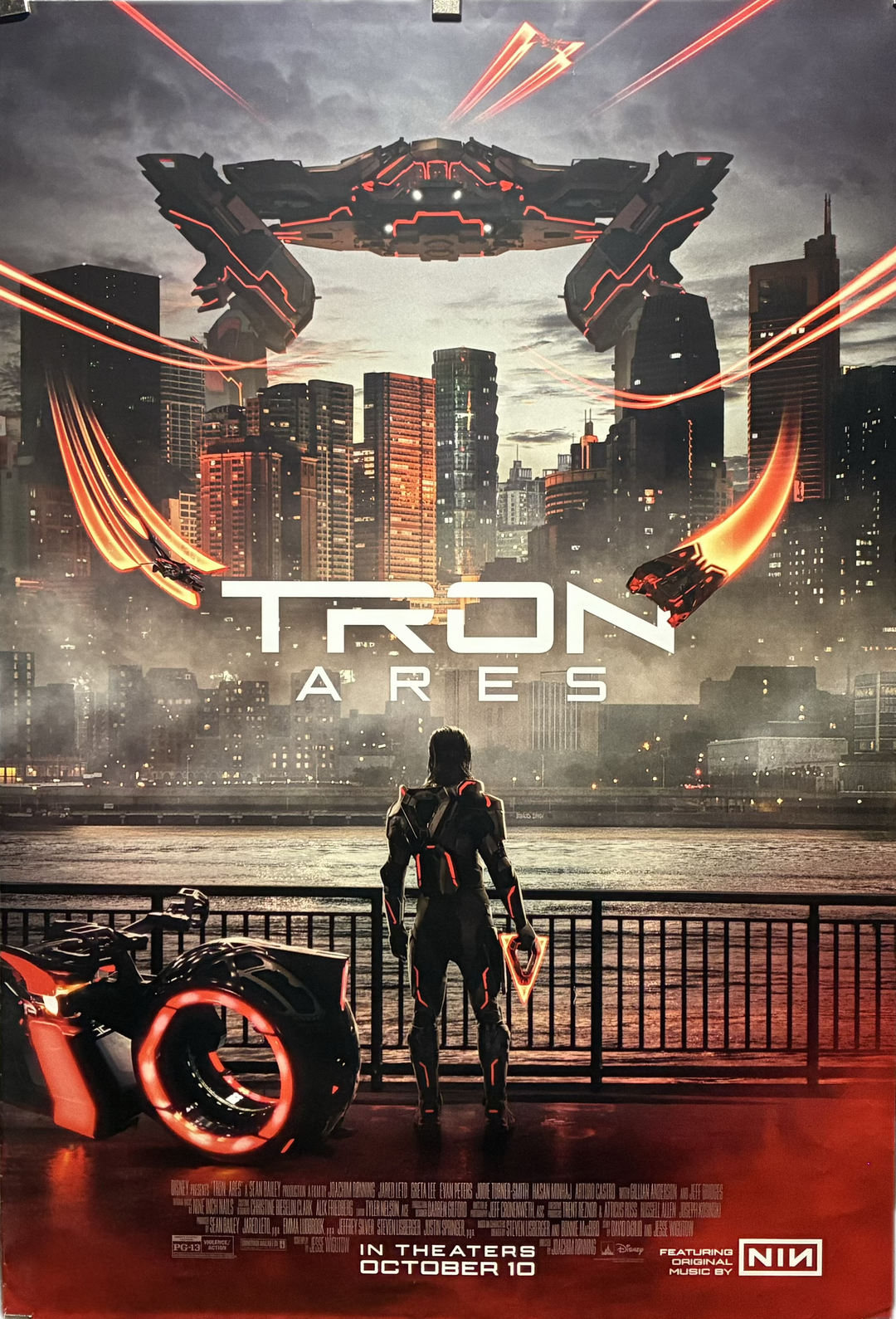 Tron Ares (2025) Jared Leto Jeff Bridges Greta Lee NIN soundtrack Advance 27x40 Unfolded eArtFilm