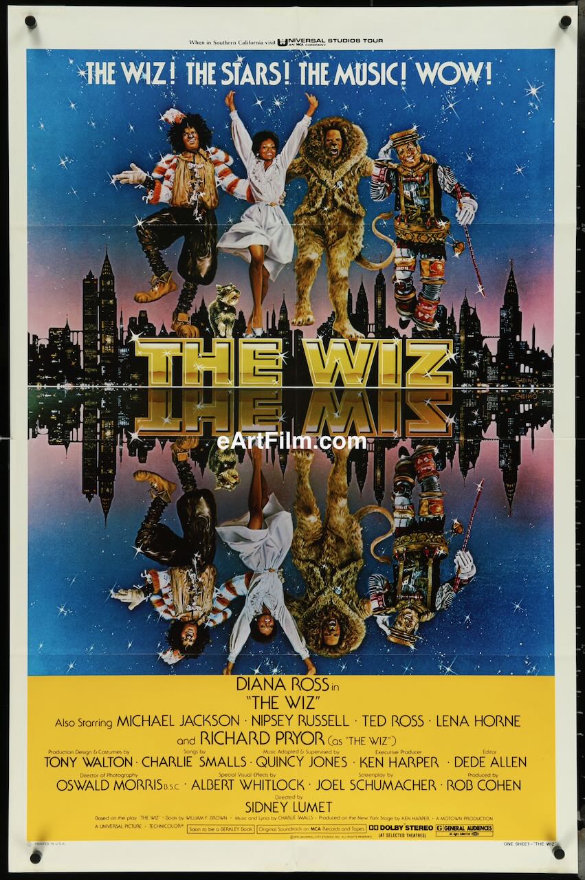 Wiz, The Diana Ross, Michael Jackson, Richard Pryor Wizard Of Oz story 27"x41" 1978 SS