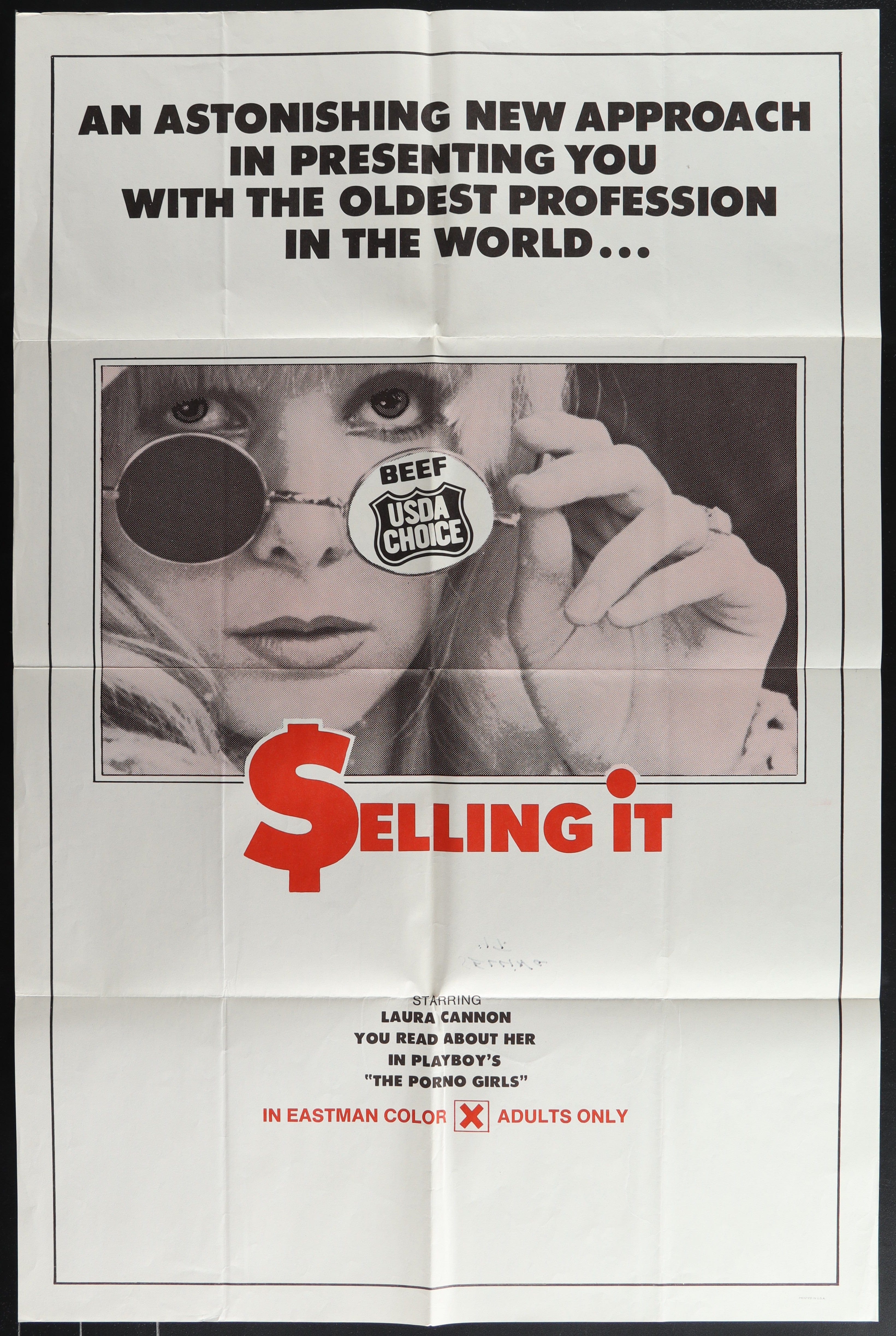eArtFilm.com One Sheet 27"x41" folded Selling It 1972 Laura Cannon Harry Reems Shaun Costello The World's Oldest Profession 27x41